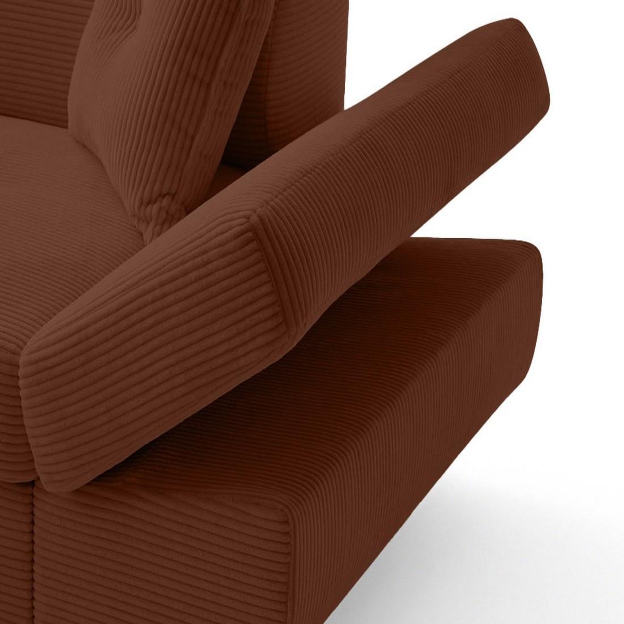 Voir la diapositive 4 : BEST MOBILIER Lisbona - canapé d'angle gauche 5 places convertible avec têtières en velours côtelé