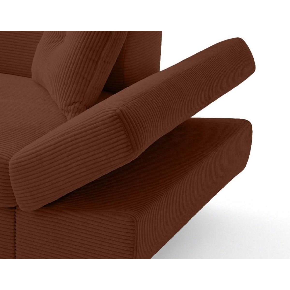 BEST MOBILIER Lisbona - canapé d'angle gauche 5 places convertible avec têtières en velours côtelé