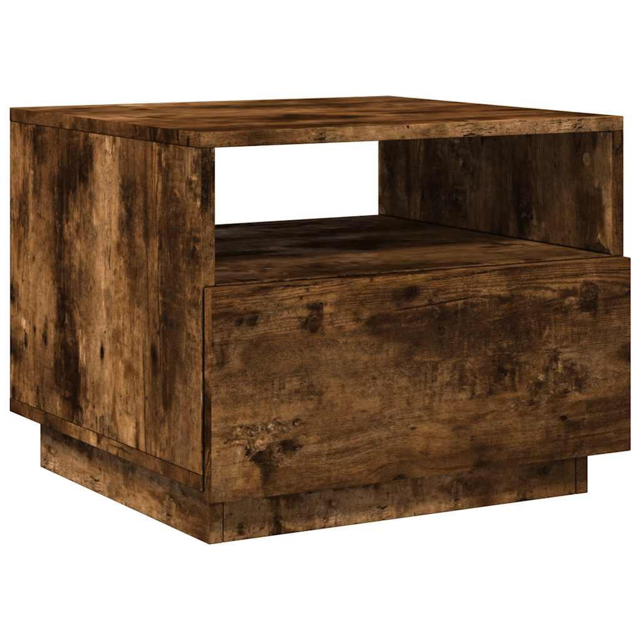 Voir la diapositive 3 : VIDAXL Table basse avec lumieres LED chene fume 50x49x40 cm