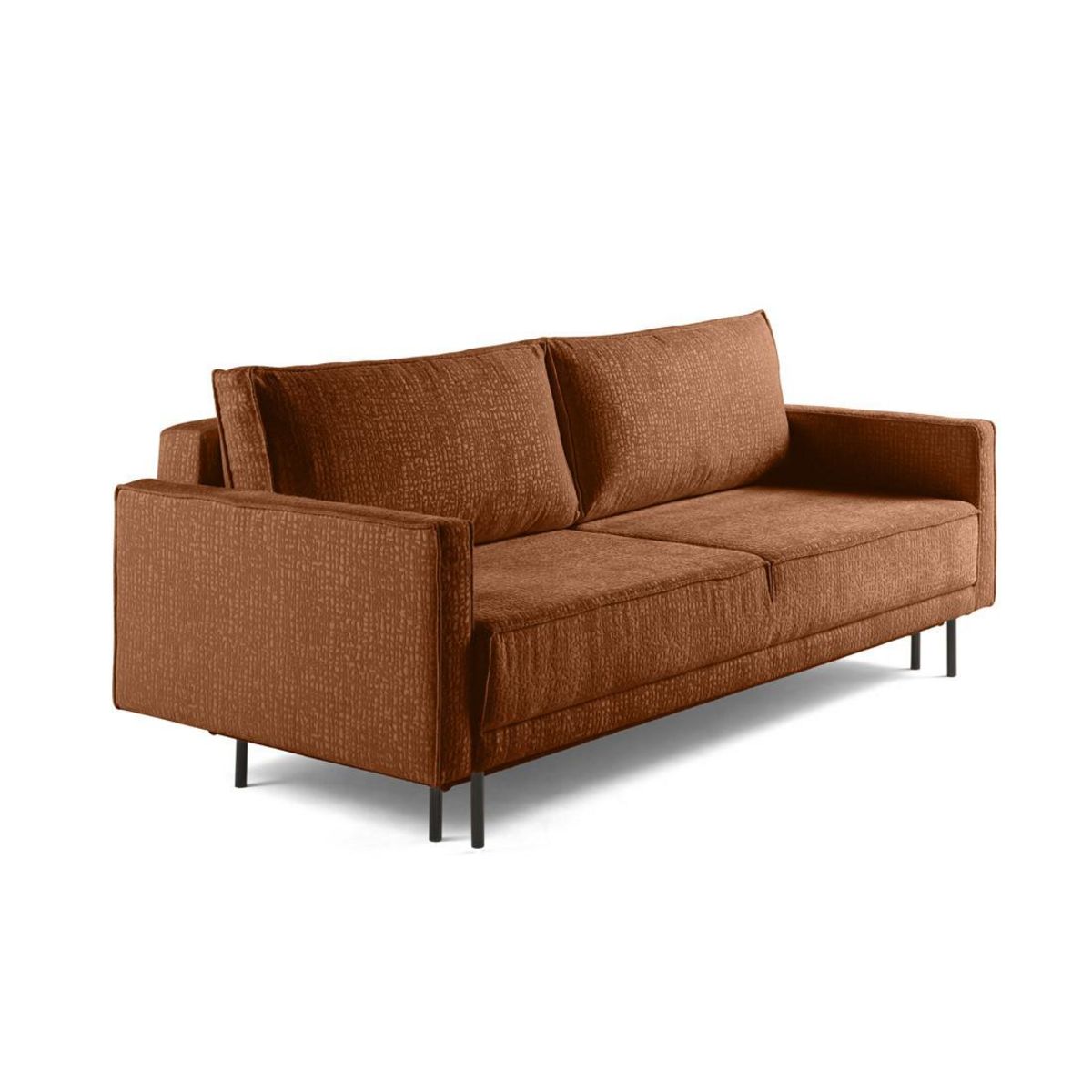 LISA DESIGN Charlie - canapé droit 3 places - convertible avec coffre - en tissu velours relief