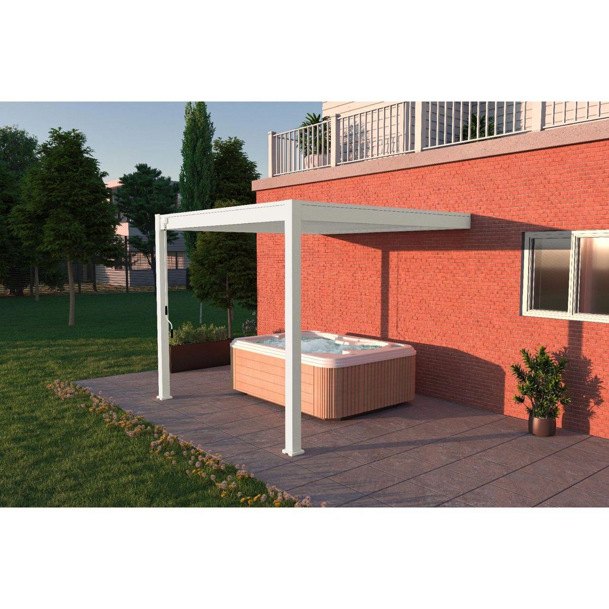 Pergola Bioclimatique adossée 3x3 m - Aluminium - Blanc -  VS OmBREA®