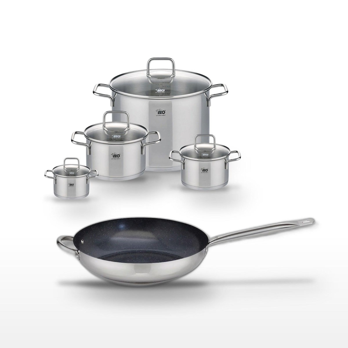 ELO Lot Poêle 32cm & 4 Faitouts Elo Profi Therm Platinum