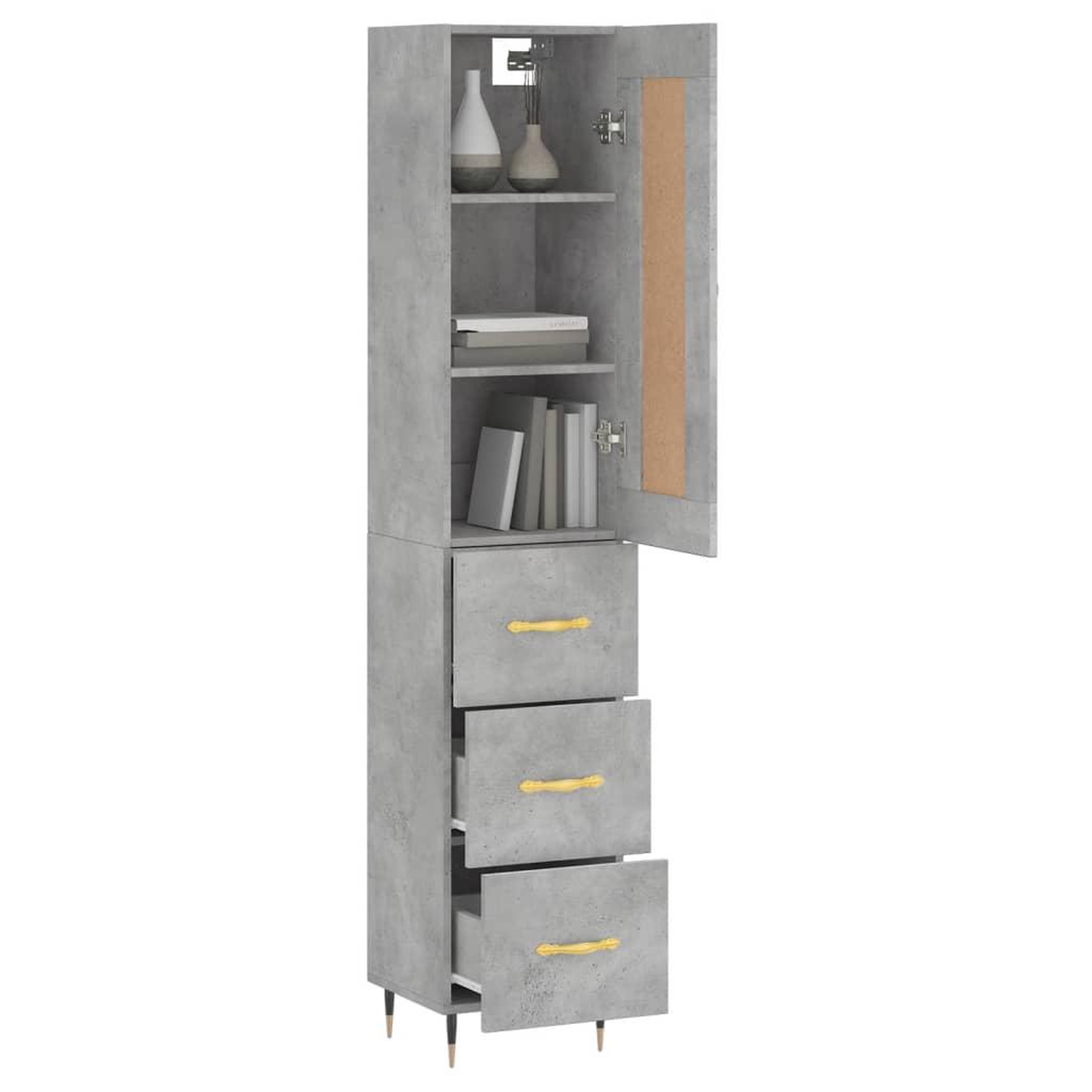 Voir la diapositive 3 : VIDAXL Buffet haut Gris beton 34,5x34x180 cm Bois d'ingenierie