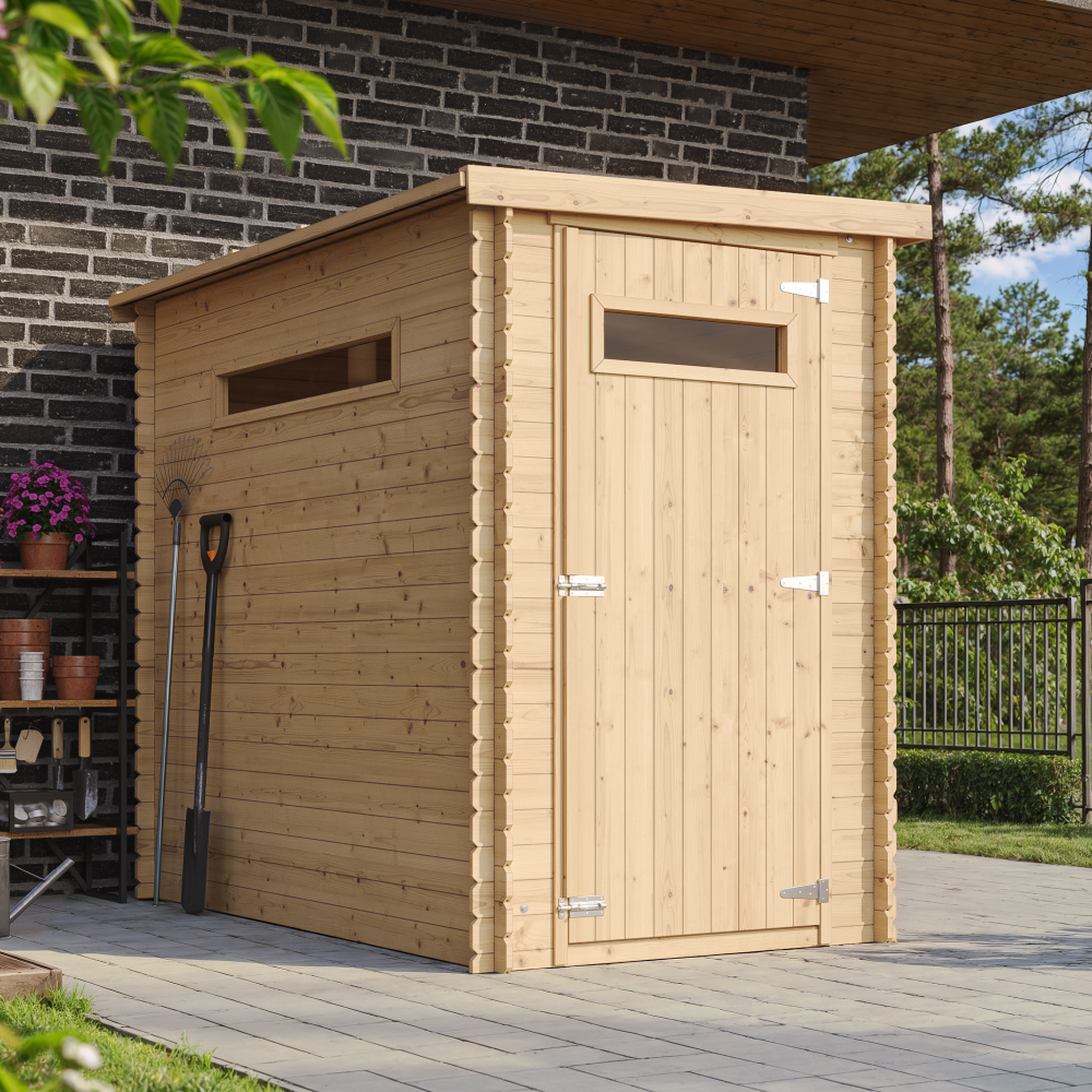 Voir la diapositive 2 : TIMBELA Abri de Jardin en Bois 2,63m² Cabane de Jardin, Cabanon Jardin Exterieur à Outils M306A