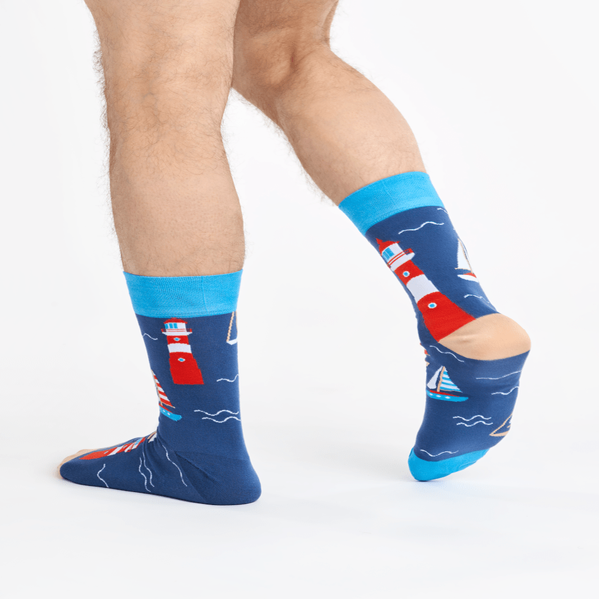 Voir la diapositive 3 : DEDOLES Chaussettes bambou phare et bateaux à voile