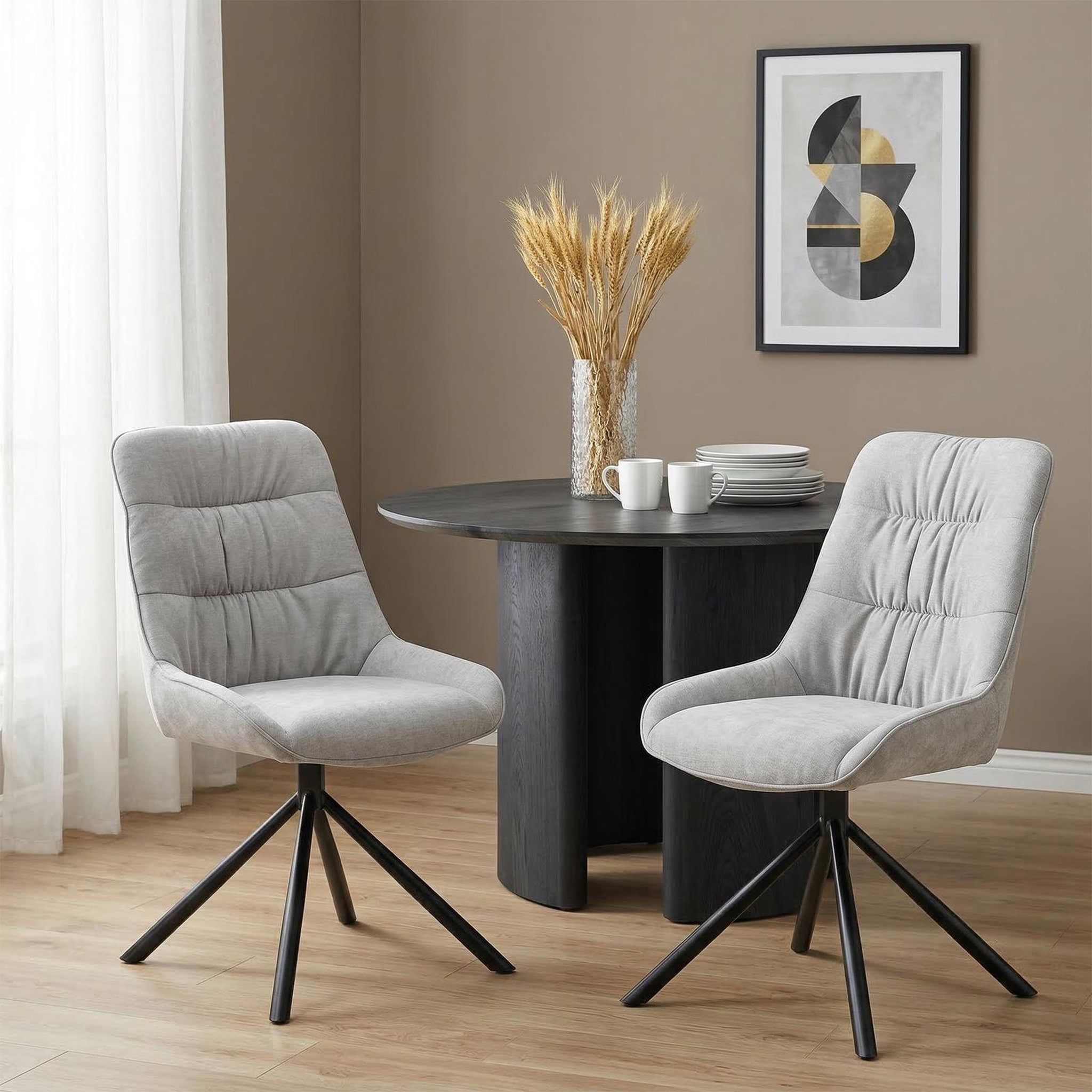 Voir la diapositive 2 : IDIMEX Lot de 2 chaises libra de salle à manger en tissu