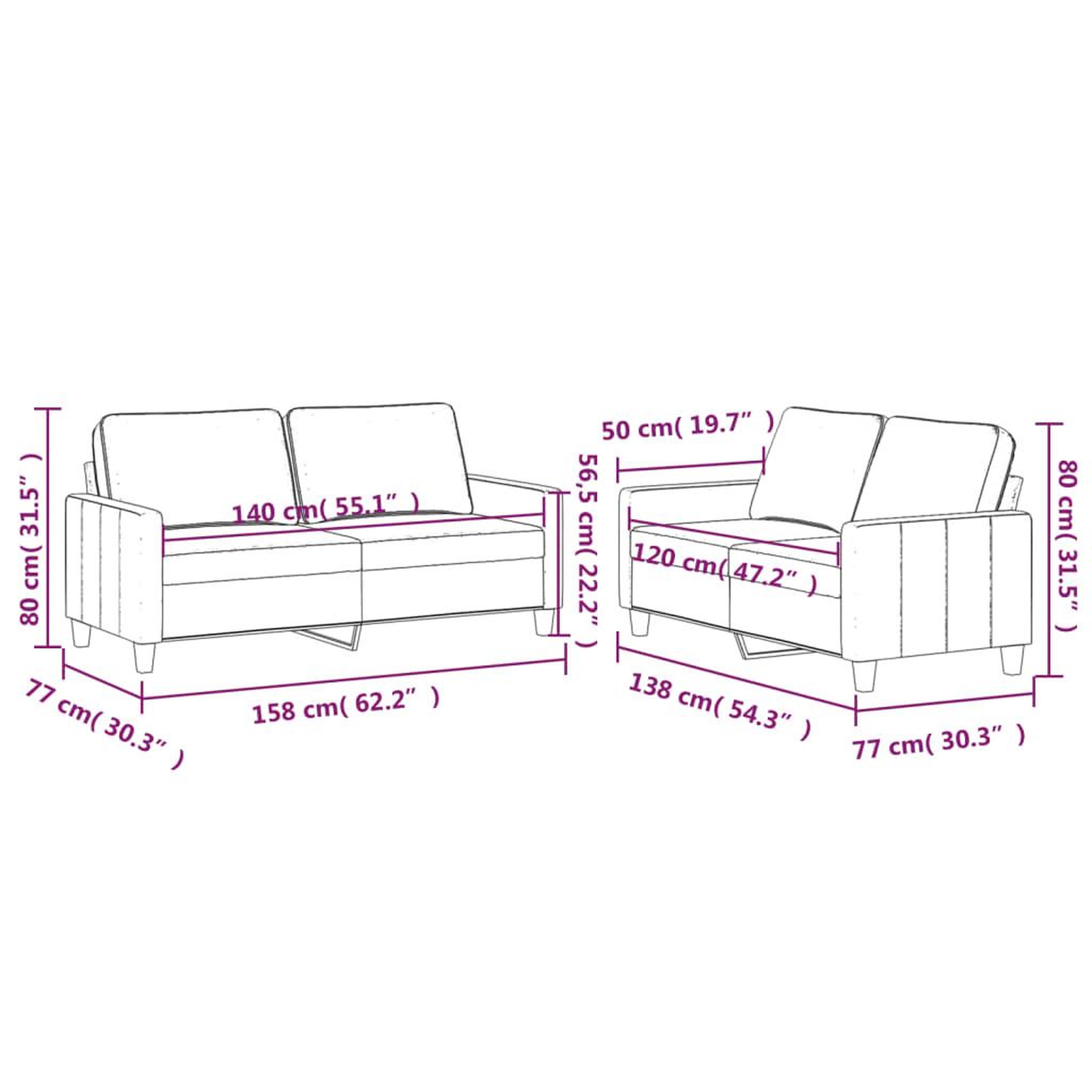 Voir la diapositive 6 : VIDAXL Ensemble de canapes 2 pcs avec coussins Gris clair Velours