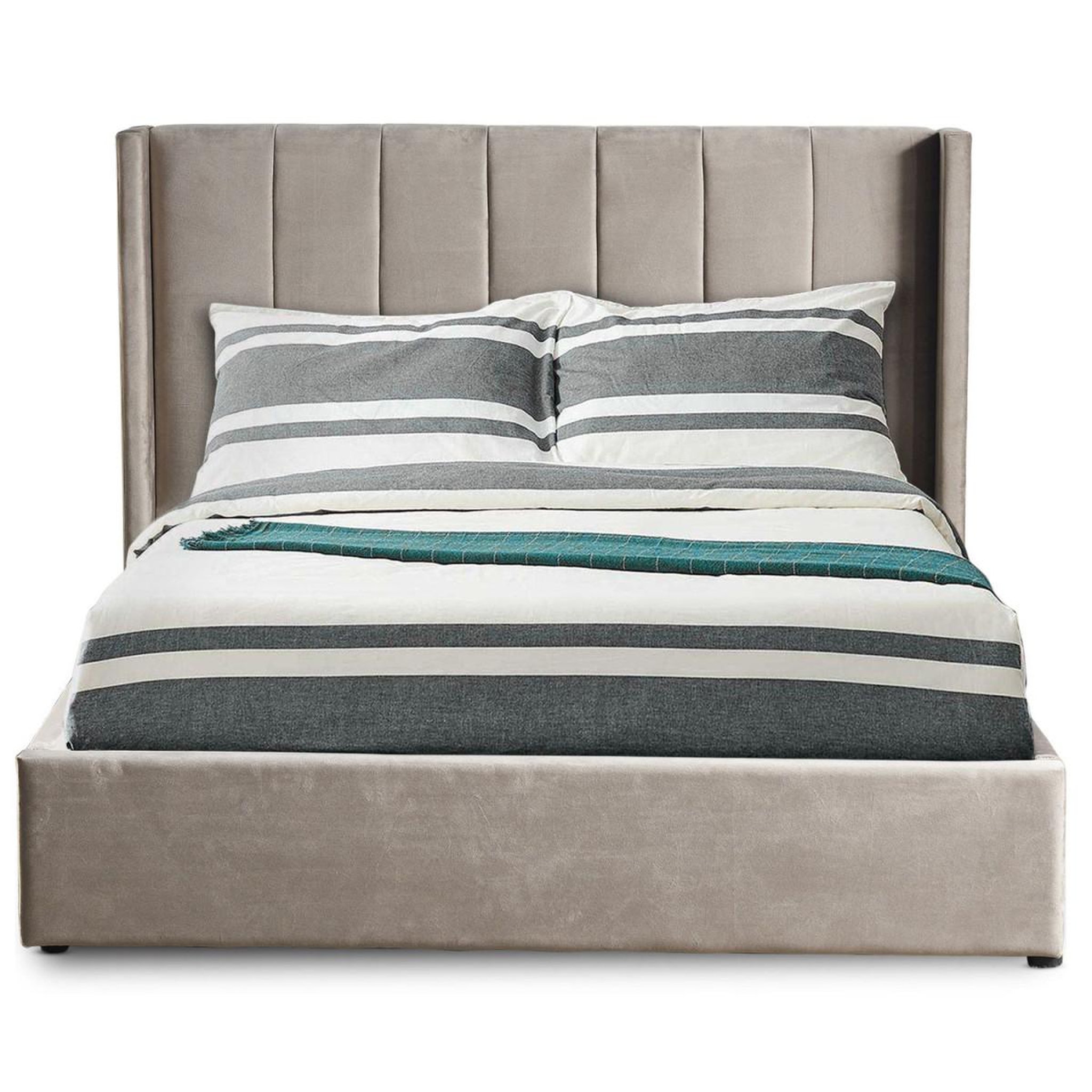 Voir la diapositive 4 : Paris Prix Lit adulte sommier relevable  fady  140x190cm taupe