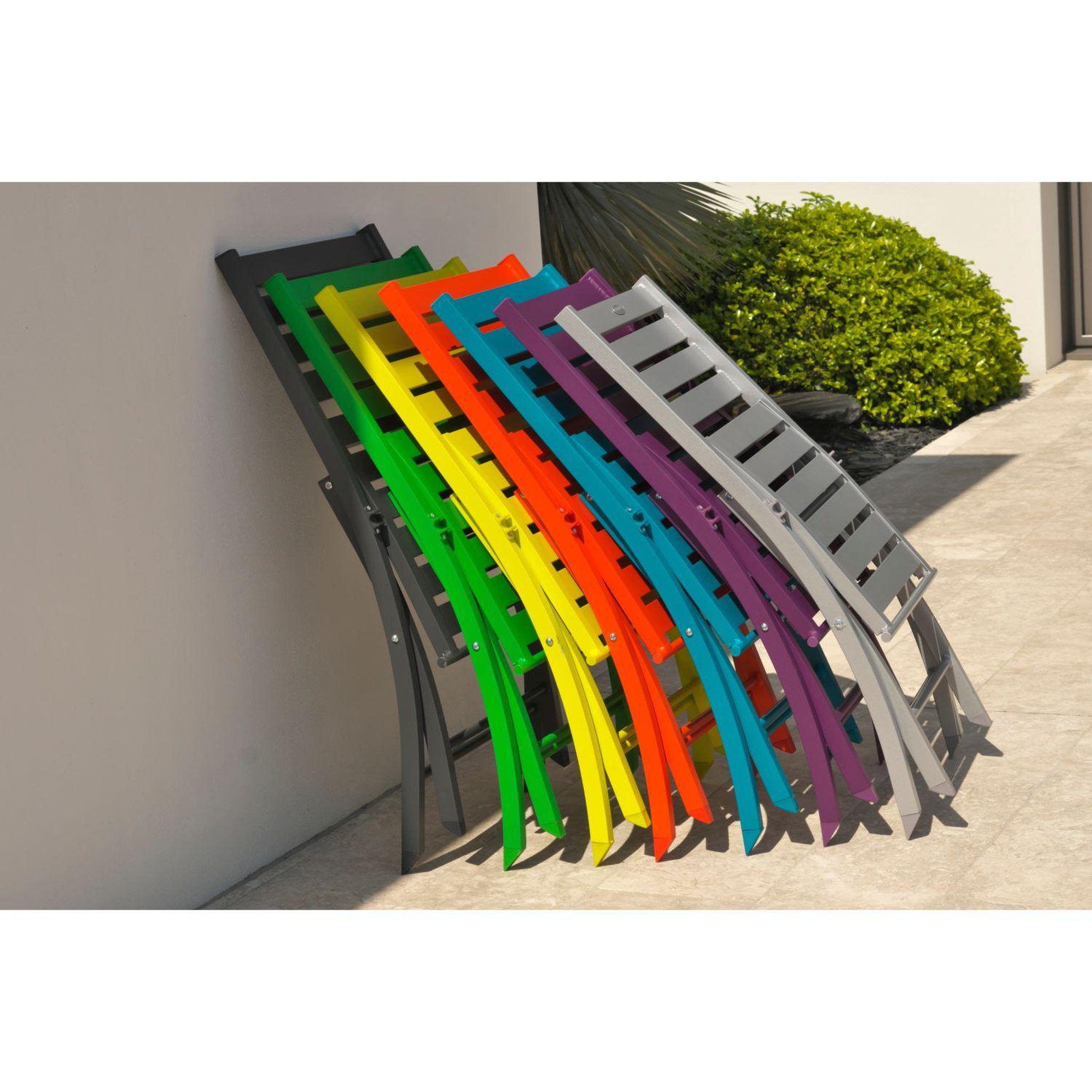Voir la diapositive 6 : DCB GARDEN Chaise de jardin pliante - Aluminium - Moutarde - MARIUS