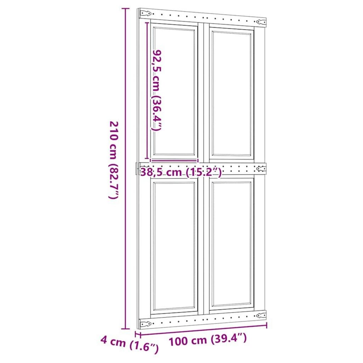 VIDAXL Porte de grange CORONA 100x210 cm bois massif de pin