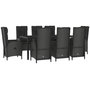 Voir la diapositive 3 : VIDAXL Ensemble a manger de jardin 9pcs et coussins noir et gris