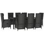 Voir la diapositive 3 : VIDAXL Ensemble a manger de jardin 9pcs et coussins noir et gris