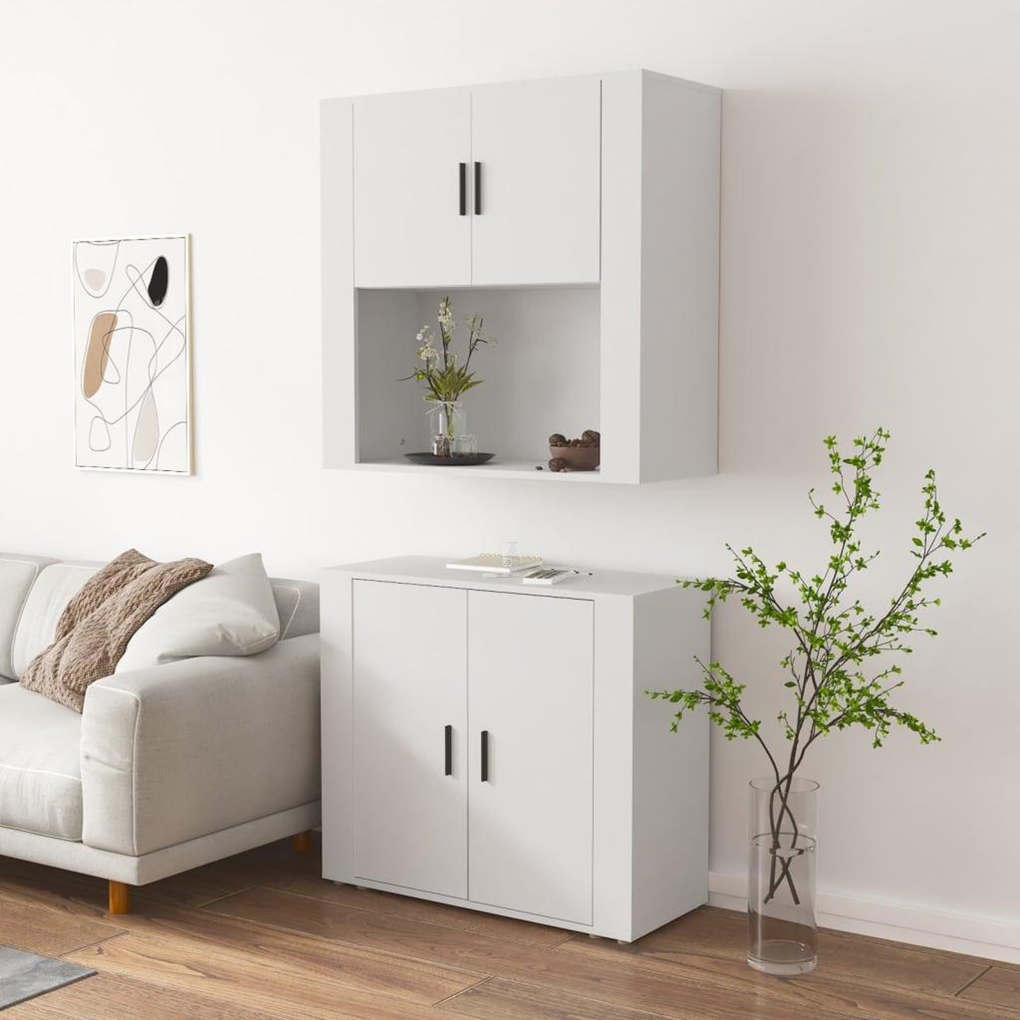 Voir la diapositive 4 : VIDAXL Buffet haut Blanc Bois d'ingenierie