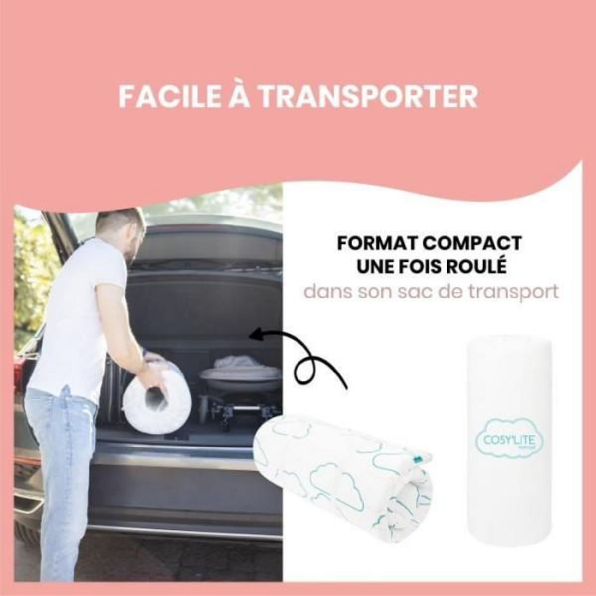 BABYMOOV Babymoov Matelas de voyage Cosy'Lite Nomad 60x120cm, oeko Tex, Eco-conçu, Fabriqué au Portugal