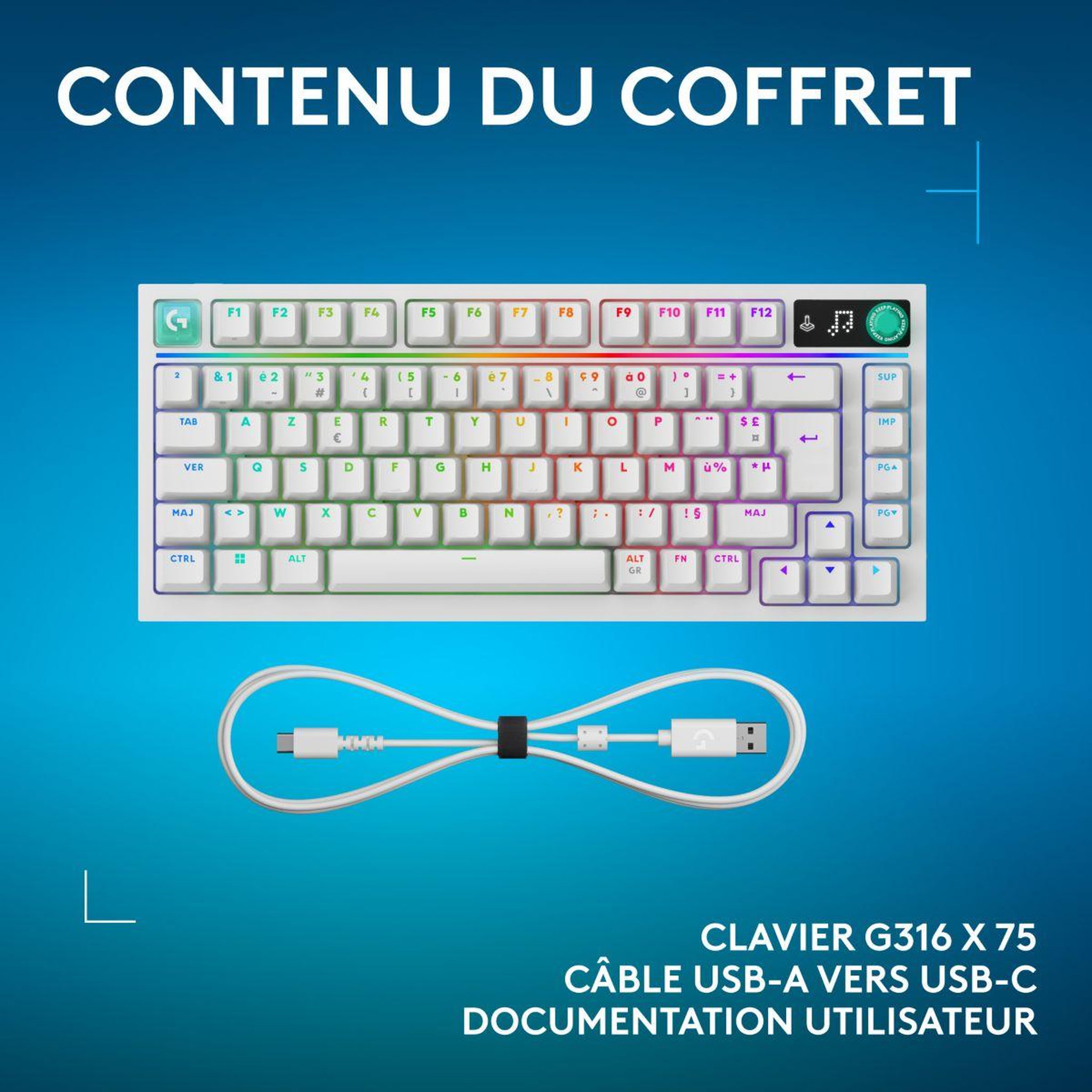 Voir la diapositive 5 : Logitech Clavier gamer sans fil G316 X 75 Blanc