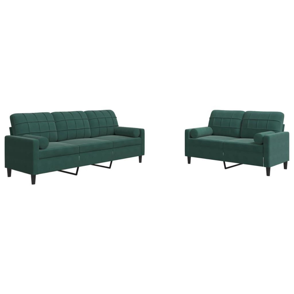 VIDAXL Ensemble de canapes 2 pcs avec coussins et traversins velours