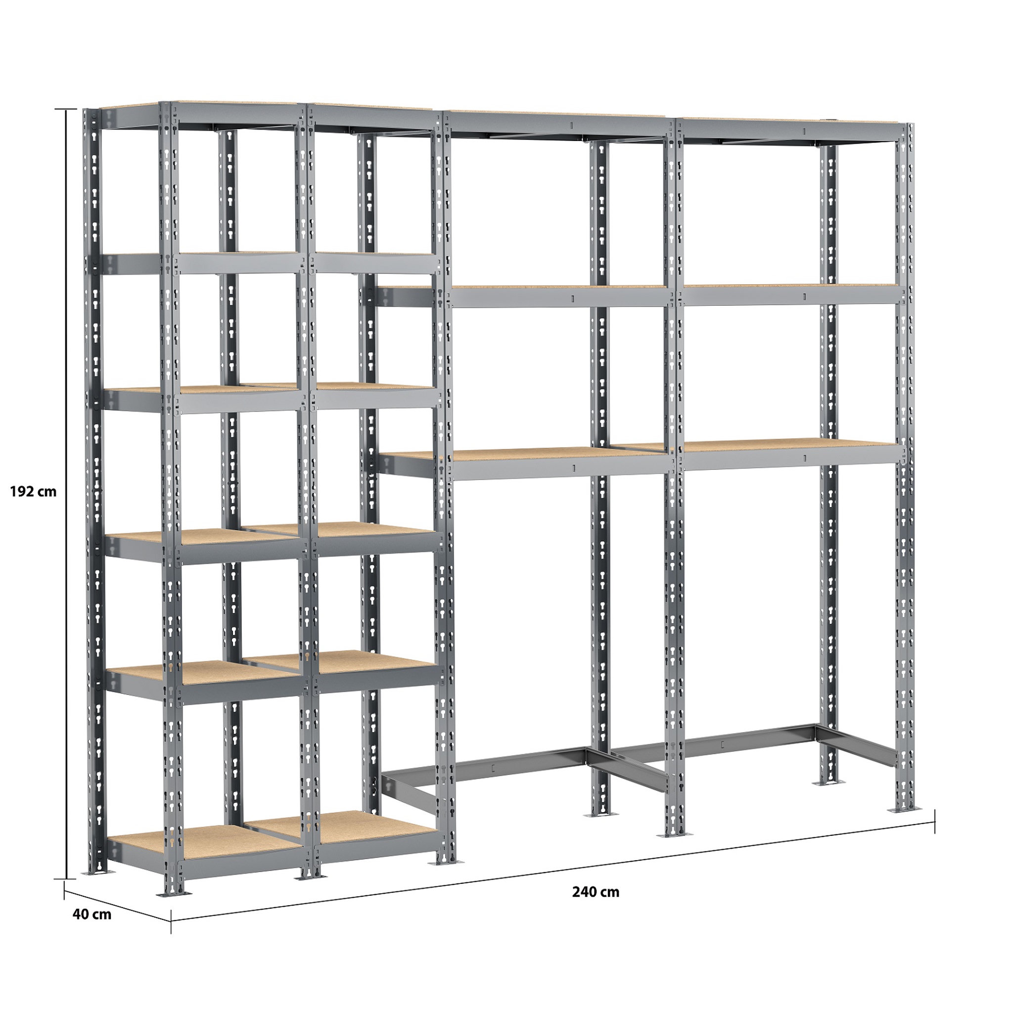 Voir la diapositive 2 : Concept rangement de garage MODULÖ STORAGE SYSTEME EXTENSION 4 étagères 18 plateaux longueur 240 cm