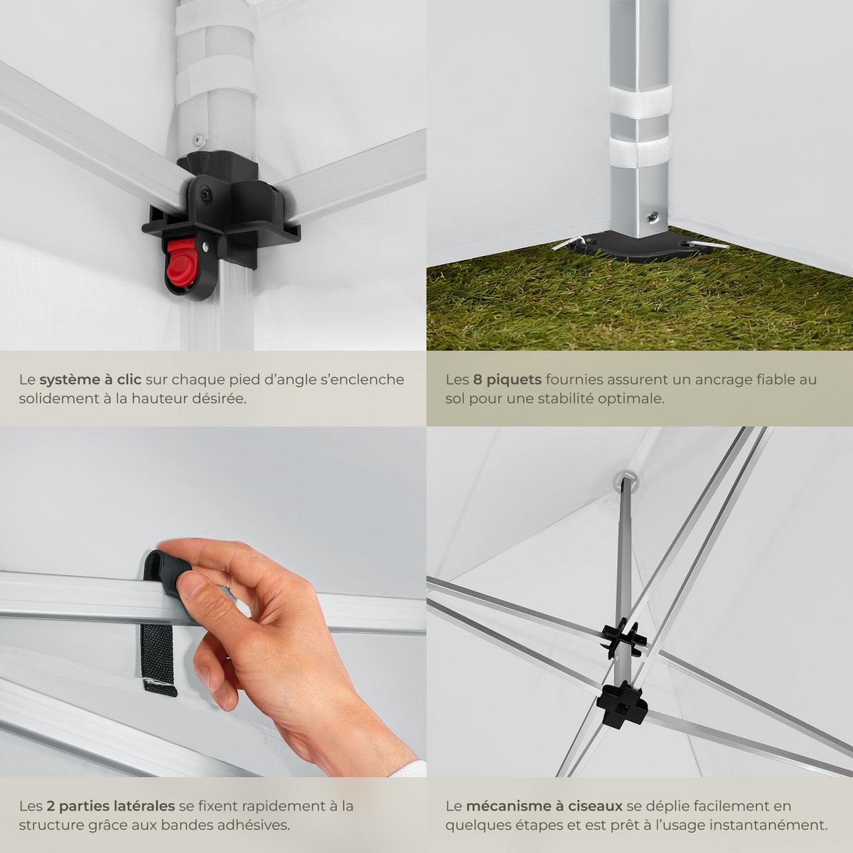 tectake Pavillon de jardin 3 x 3 m avec cadre en aluminium blanc