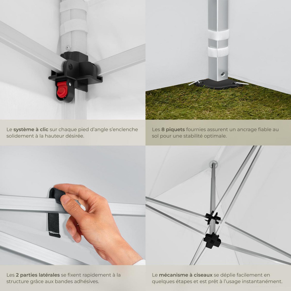 tectake Pavillon de jardin 3 x 3 m avec cadre en aluminium blanc