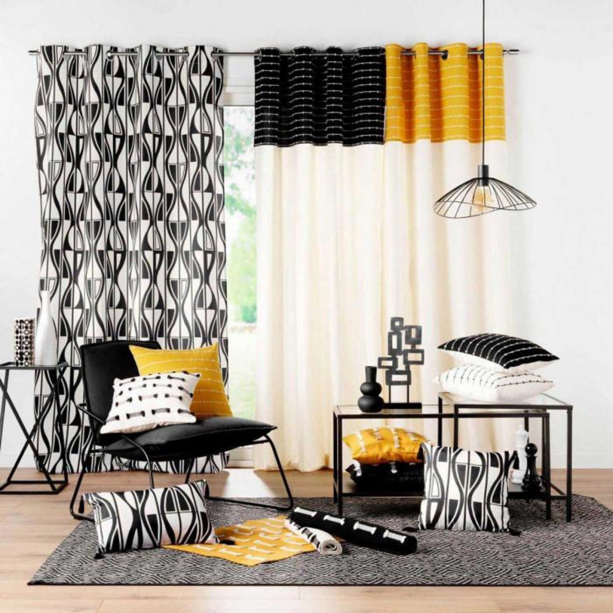 Paris Prix Tapis Déco Tissé  Juline  50x80cm Noir