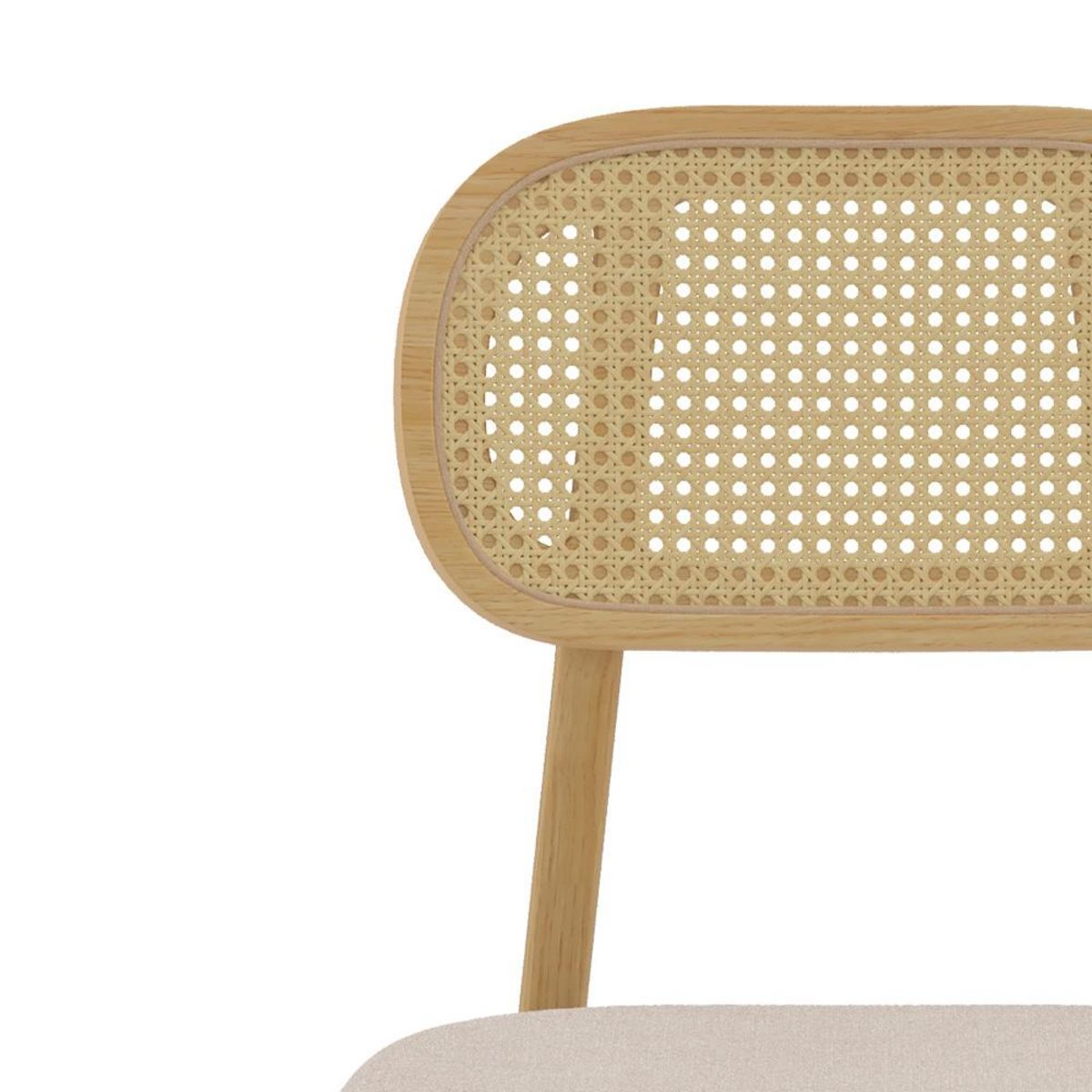 Rendez vous déco Lot de 2 chaises en bois clair, tissu beige et rotin synthétique - Maria