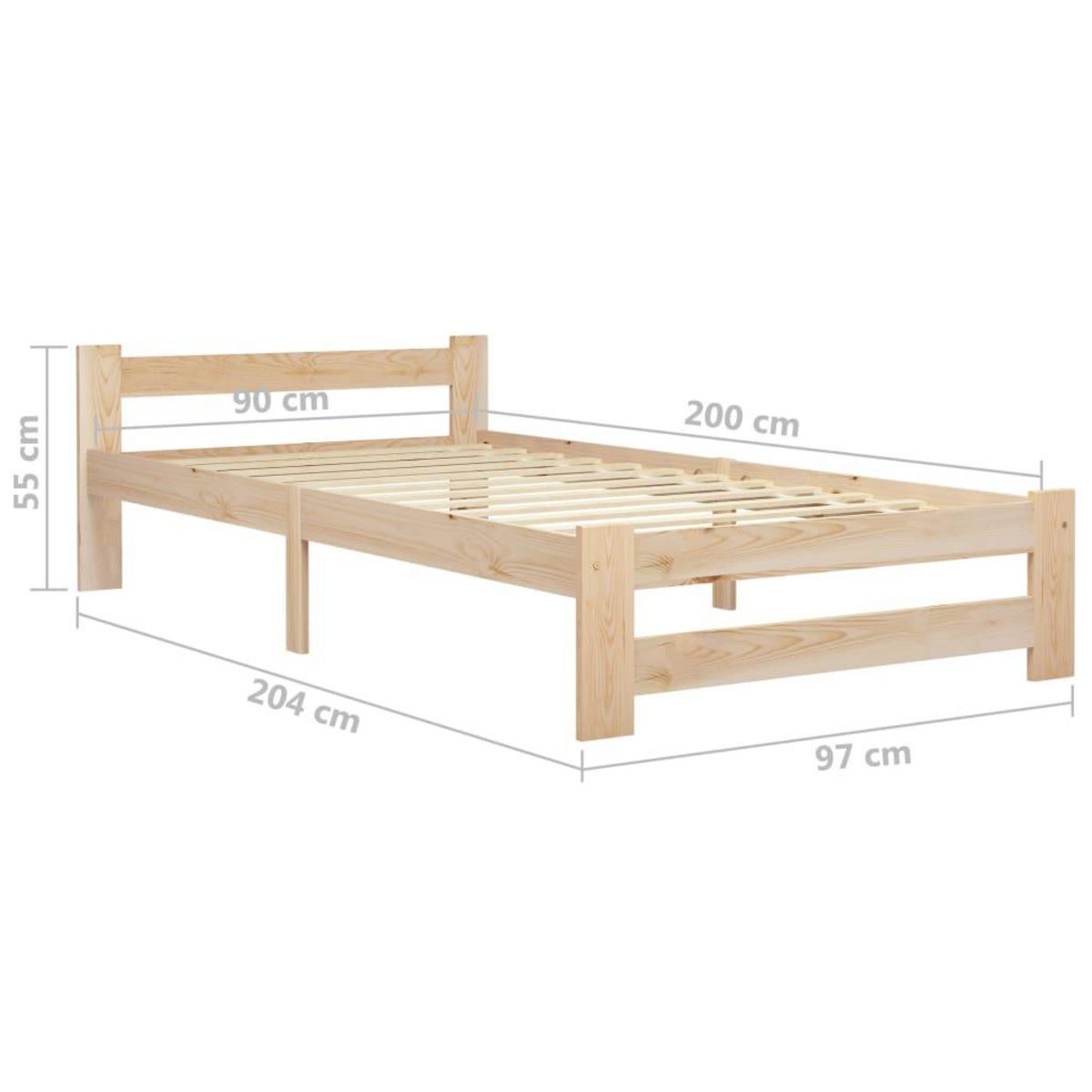 VIDAXL Cadre de lit sans matelas bois de pin massif 90x200 cm