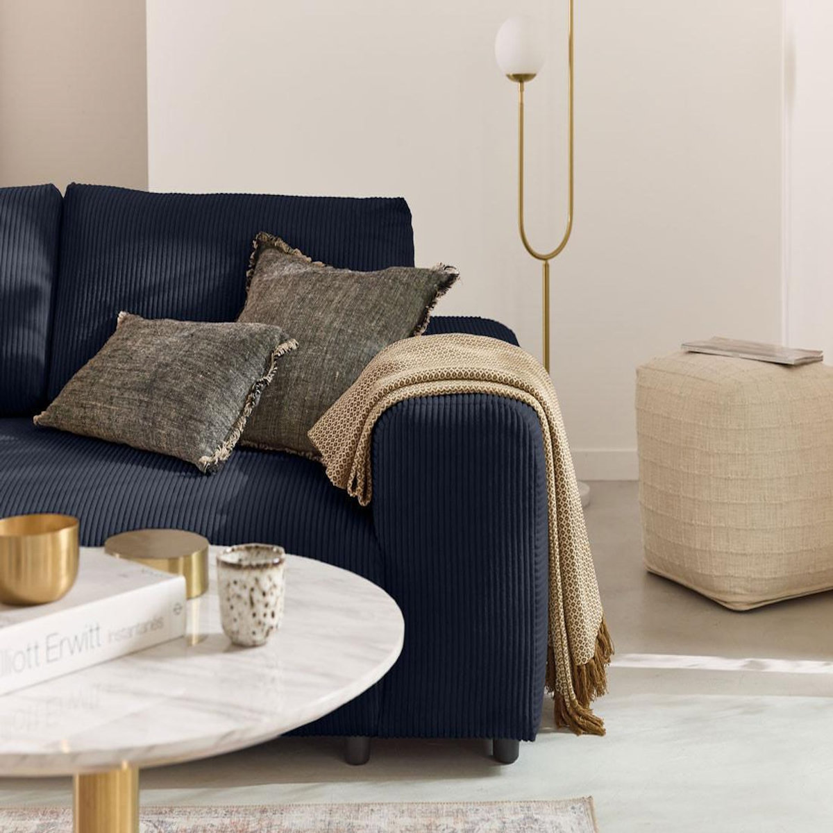 LISA DESIGN Garance - canapé droit 3 places - en velours côtelé