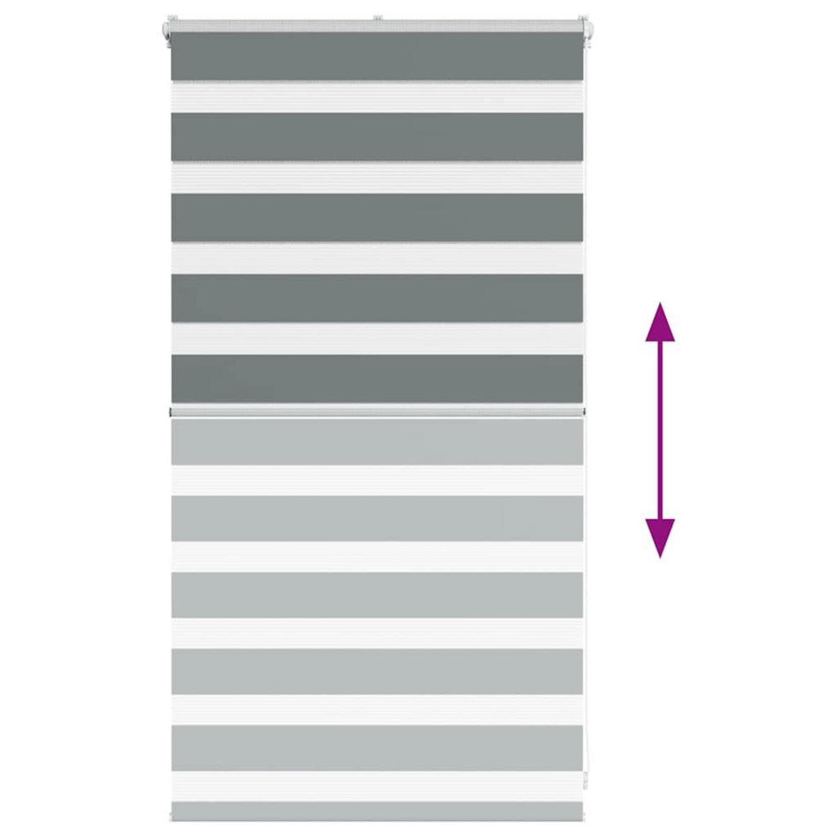 VIDAXL Store zebre gris fonce largeur du tissu 75,9 cm polyester