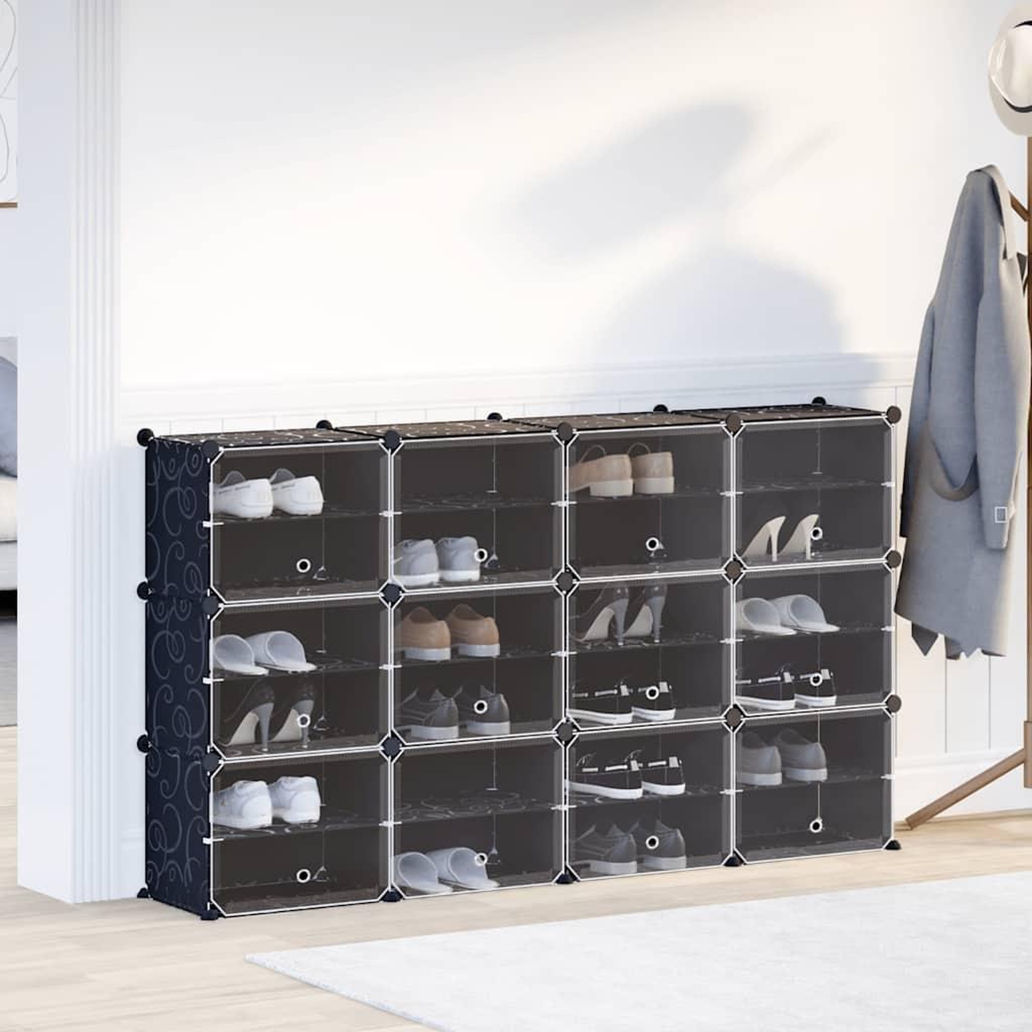 Voir la diapositive 3 : VIDAXL Cubes de rangement 12 pcs avec portes noir PP