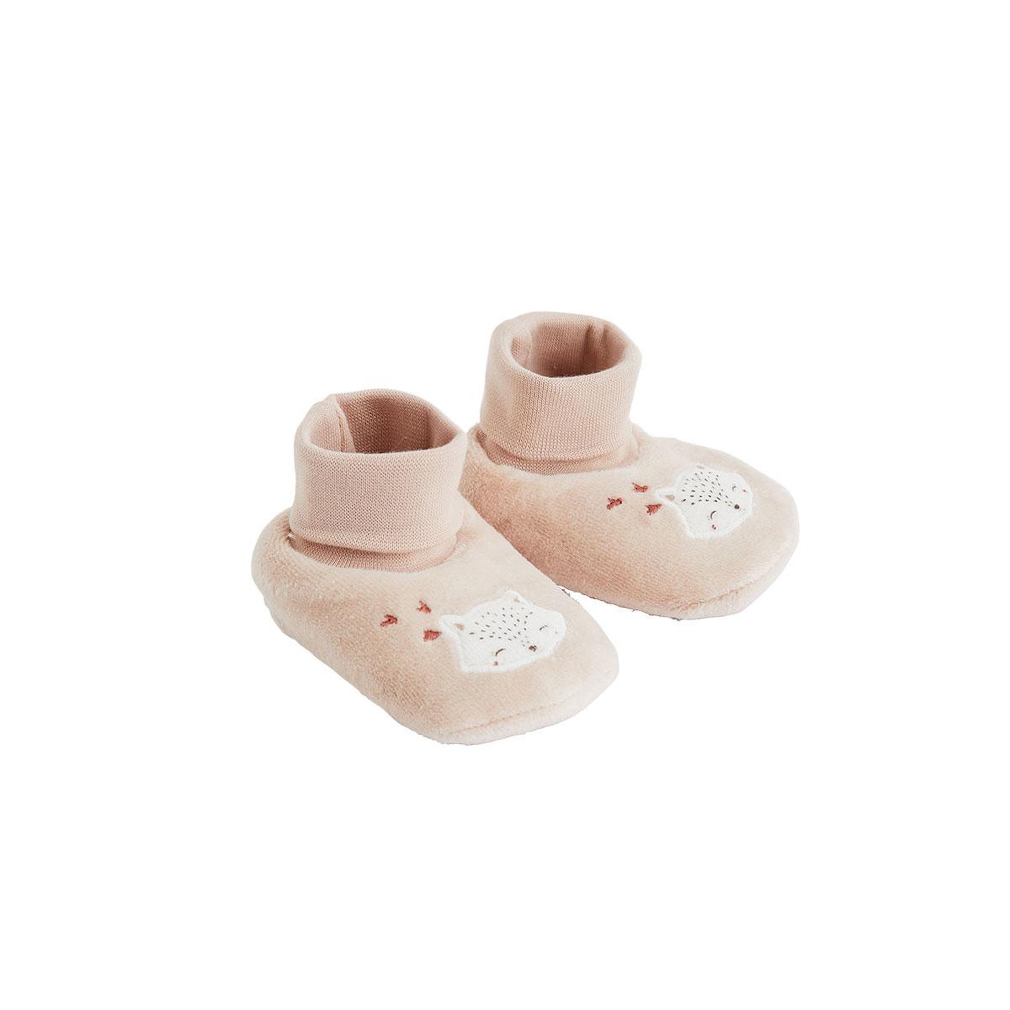 Petit BÃ©guin Chaussons bébé en velours doucette. Coloris disponibles : Rose
