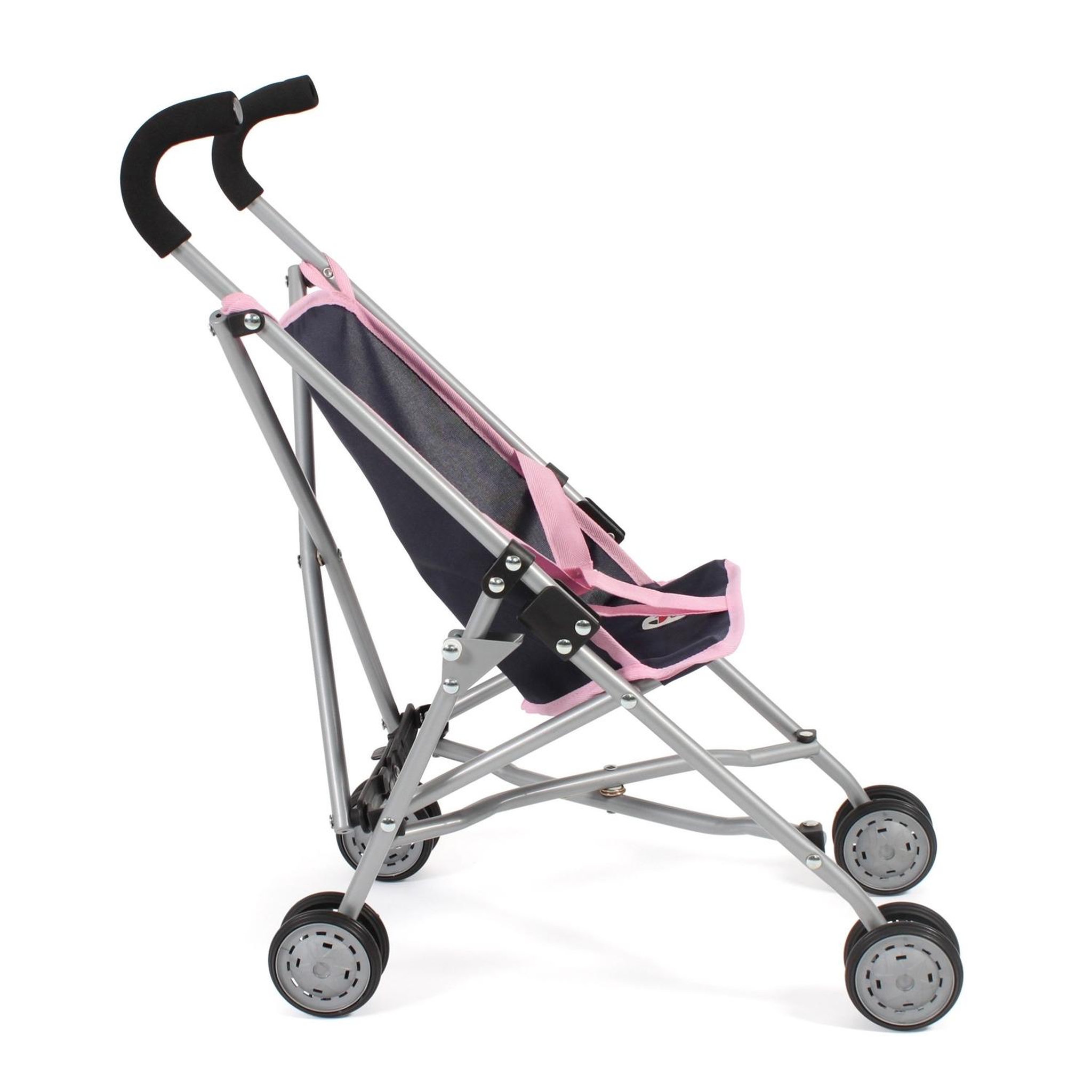 Voir la diapositive 2 : BAYER CHIC 2000 Mini-Buggy ROMA gris mélange bleu marine pour poupée