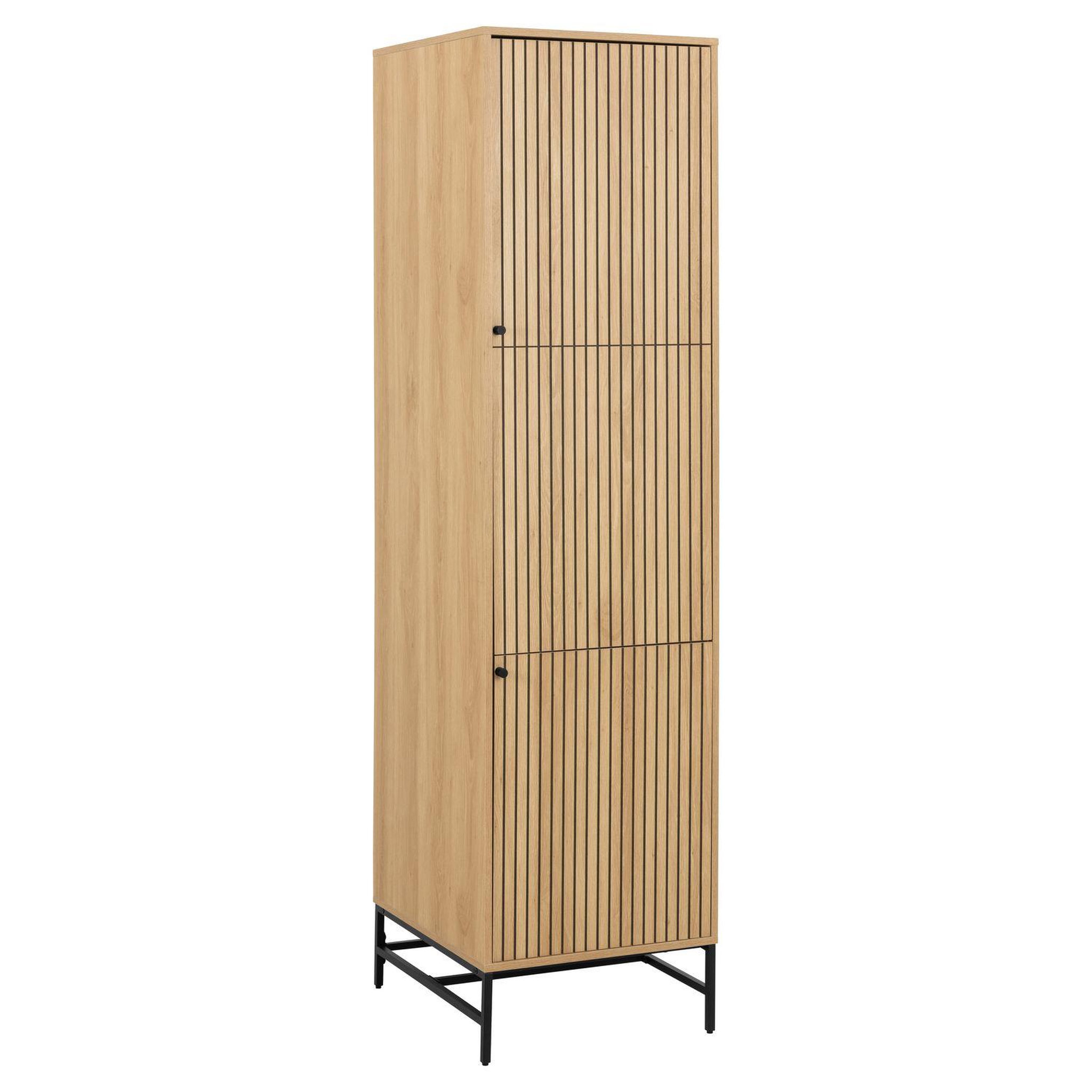 TOILINUX Armoire 2 portes et 2 étagères effet tasseaux baïkal - beige