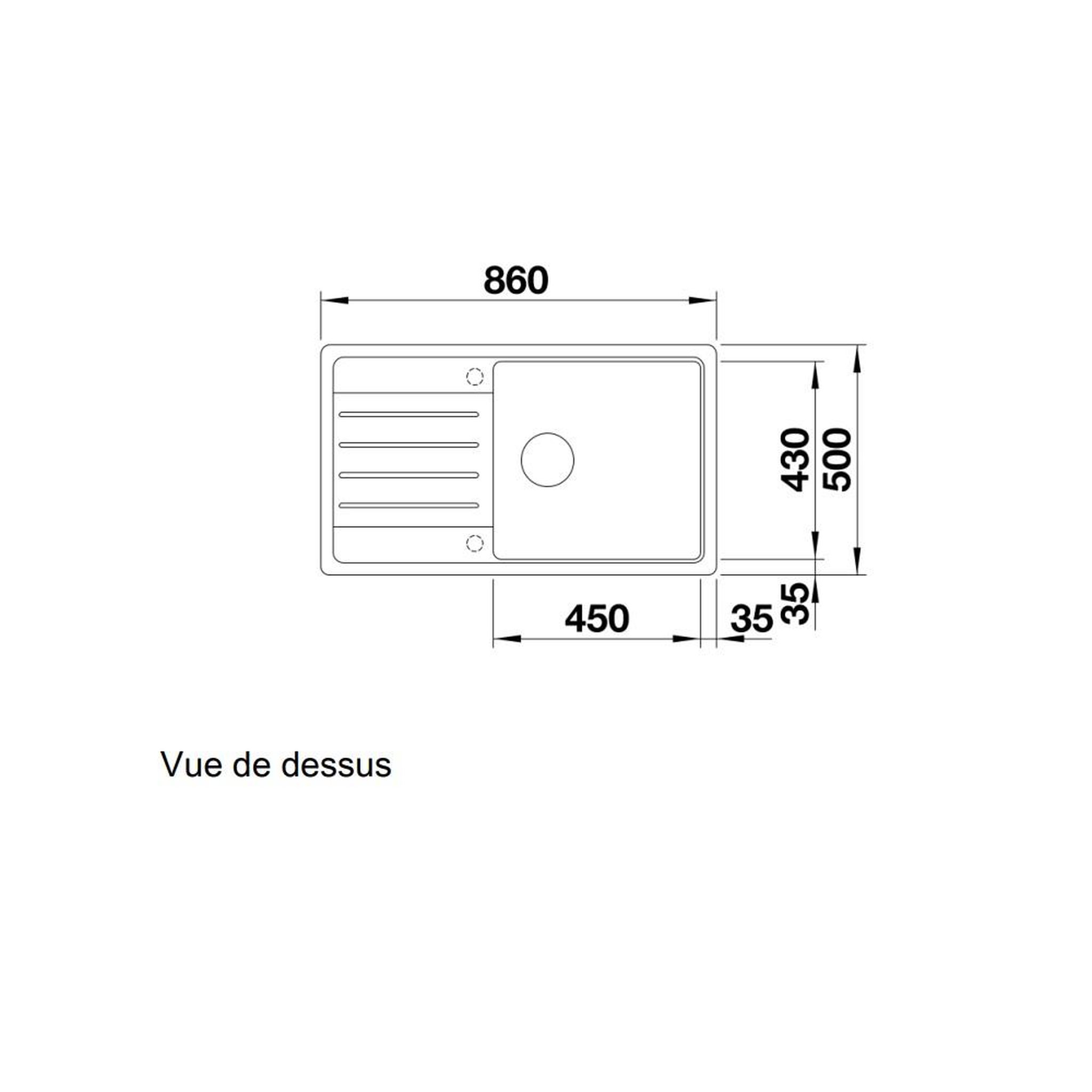 Voir la diapositive 2 : Blanco Evier à encastrer 86cm silgranit noir - 526087