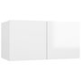 Voir la diapositive 2 : VIDAXL Meuble TV suspendu Blanc brillant 60x30x30 cm