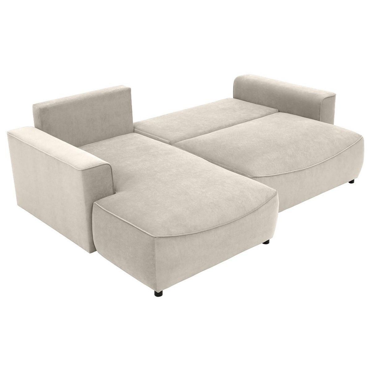 BEST MOBILIER Aurelia - canapé d'angle gauche 4 places convertible avec coffre en tissu texturé