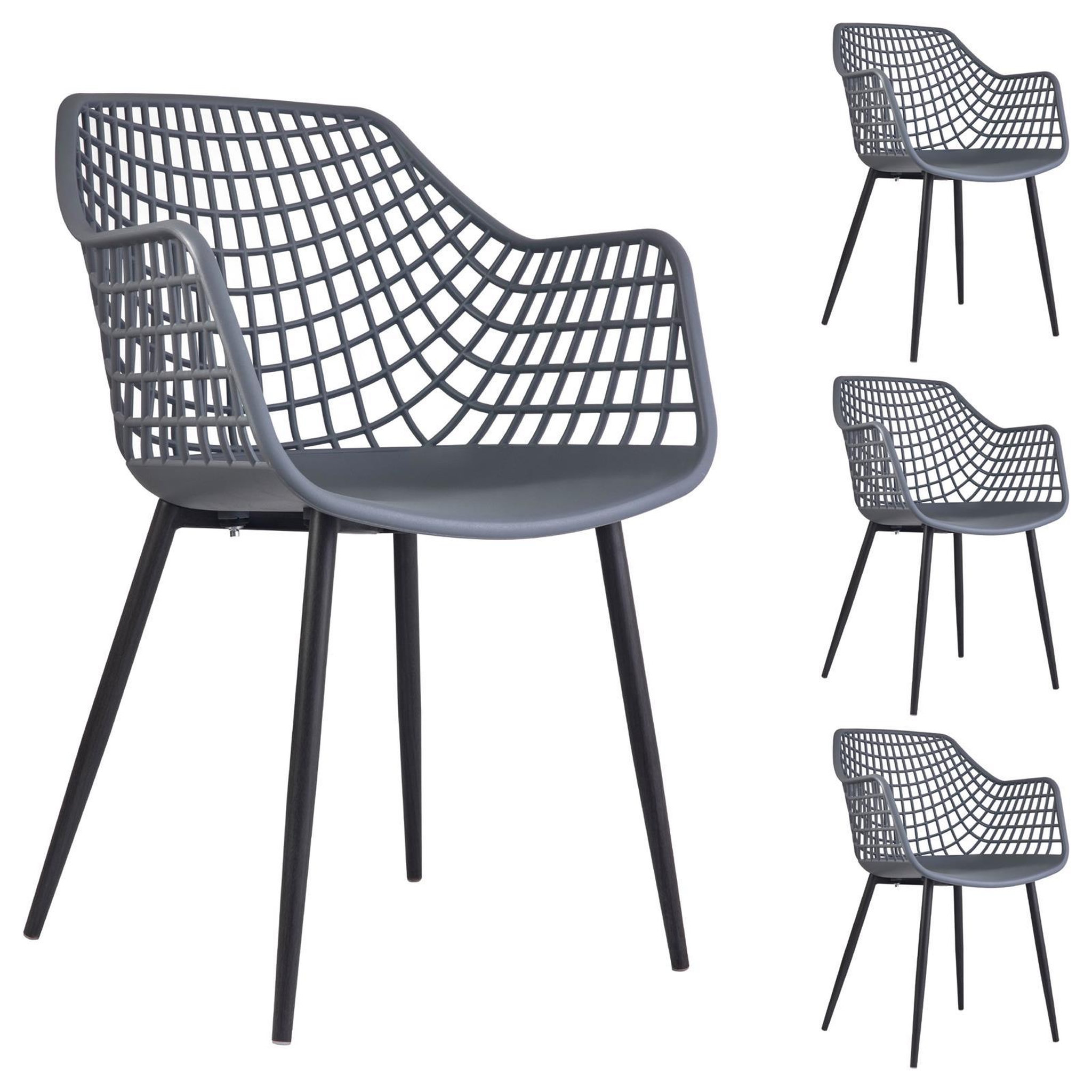 Voir la diapositive 1 : IDIMEX Lot de 4 chaises LUCIA, en plastique