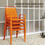 Voir la diapositive 5 : OUTSUNNY Lot de 4 chaises de jardin empilables design néo-rétro avec hauts dossiers accoudoirs acier époxy orange