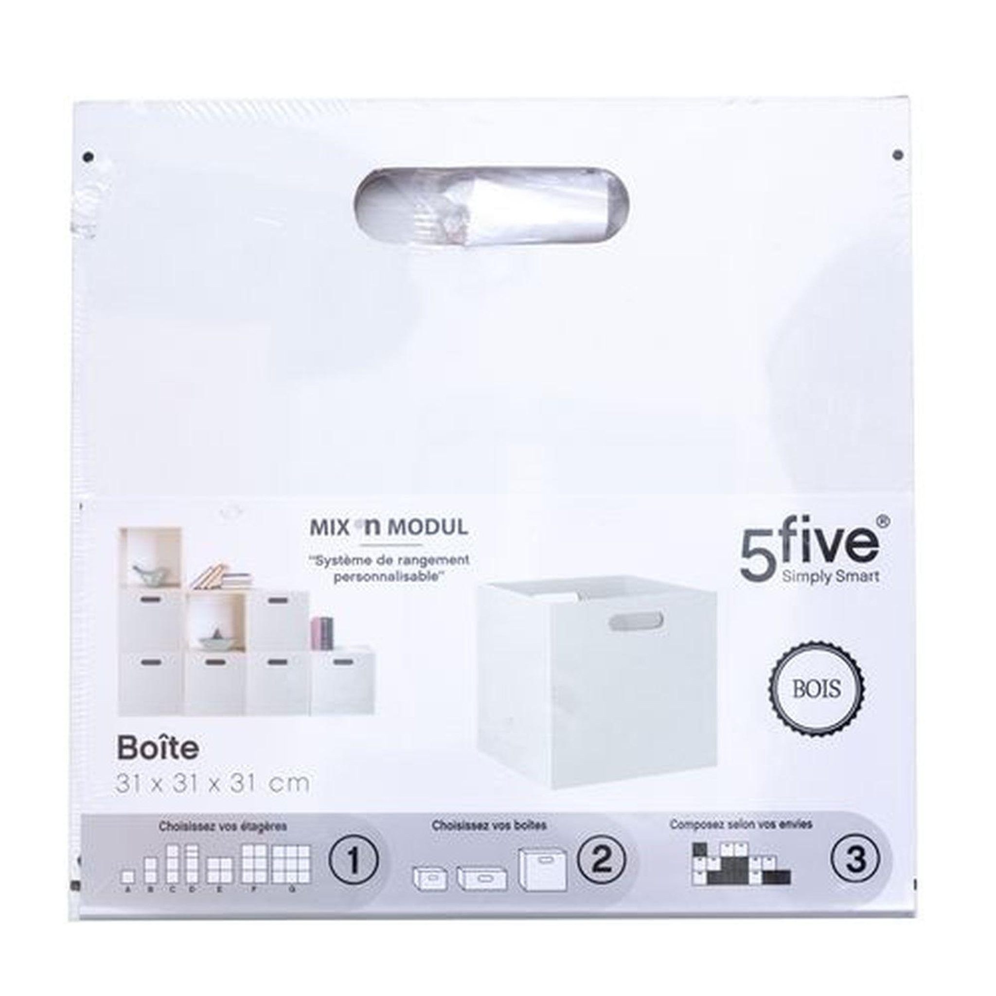 Voir la diapositive 2 : TOILINUX Lot de 2 Boîtes de rangement effet bois en MDF Mix n' modul