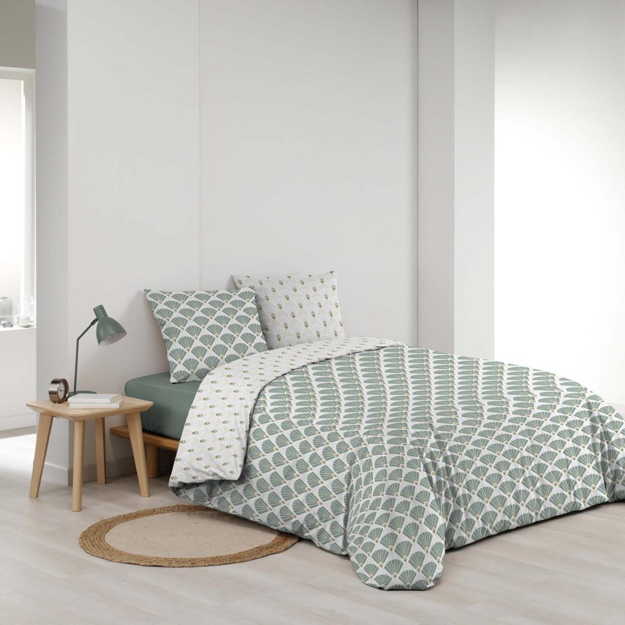 Voir la diapositive 2 : Douceur d'Intérieur Parure de lit 3 pièces  diane  240x220cm vert