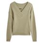 Voir la diapositive 3 : INEXTENSO Pull col v vert clair femme