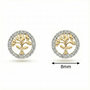 Voir la diapositive 3 : L'ATELIER D'AZUR Boucles d'Oreilles Or Jaune et Zirconiums - Puces Motif Arbre de Vie