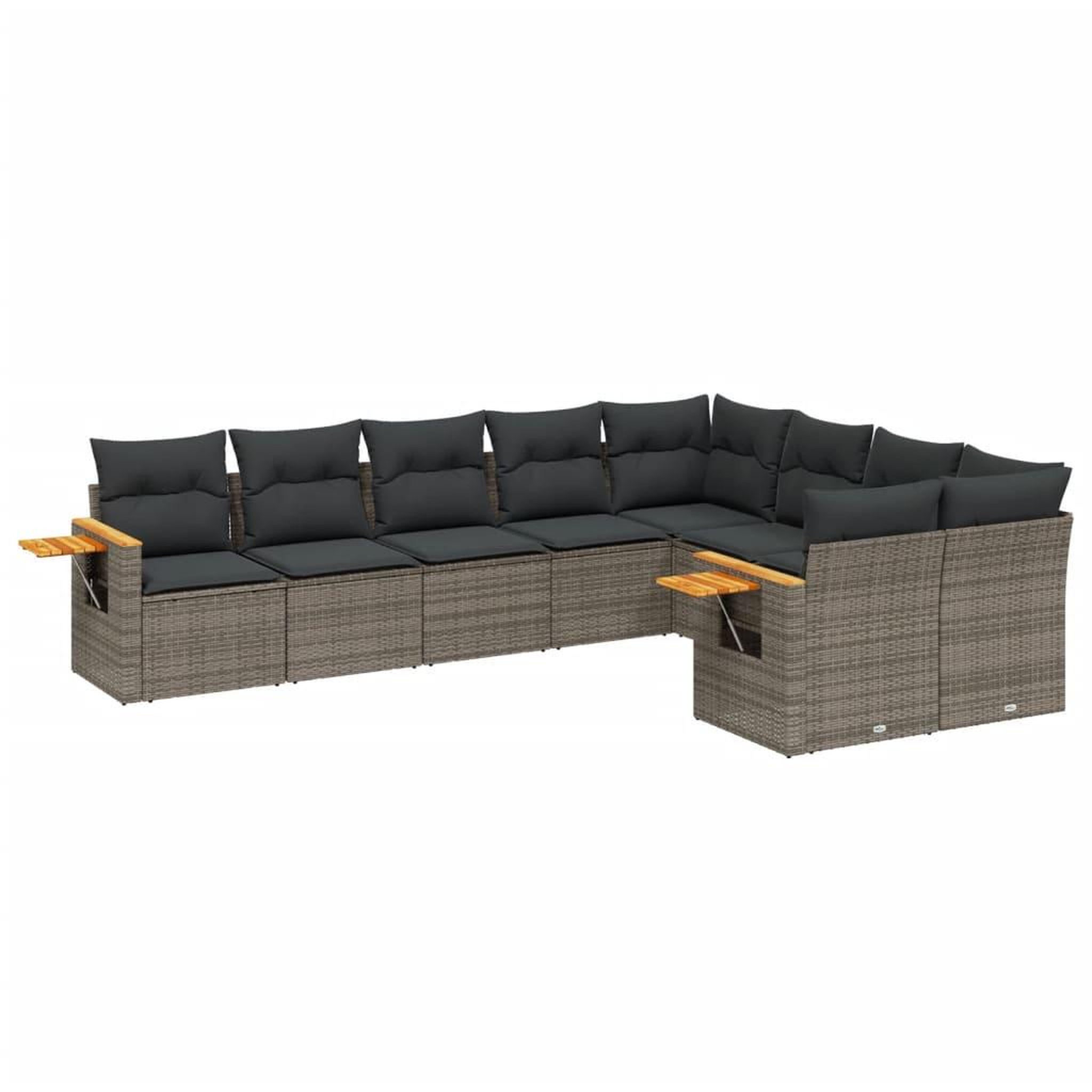 Voir la diapositive 2 : VIDAXL Salon de jardin 9 pcs avec coussins gris resine tressee