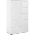 MARKET24 Commode CAPETOWN - Décor blanc brillant - 6 Tiroirs - L80 x H131,5 x P40 cm