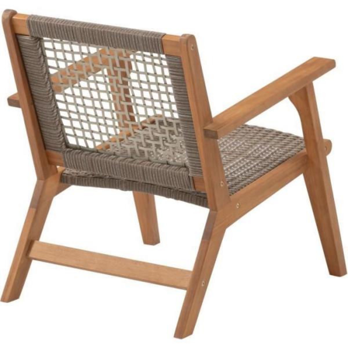BORA Fauteuil de jardin bas en bois d'Acacia FSC et en résine tressée - BORA - l60xP76xH73 cm