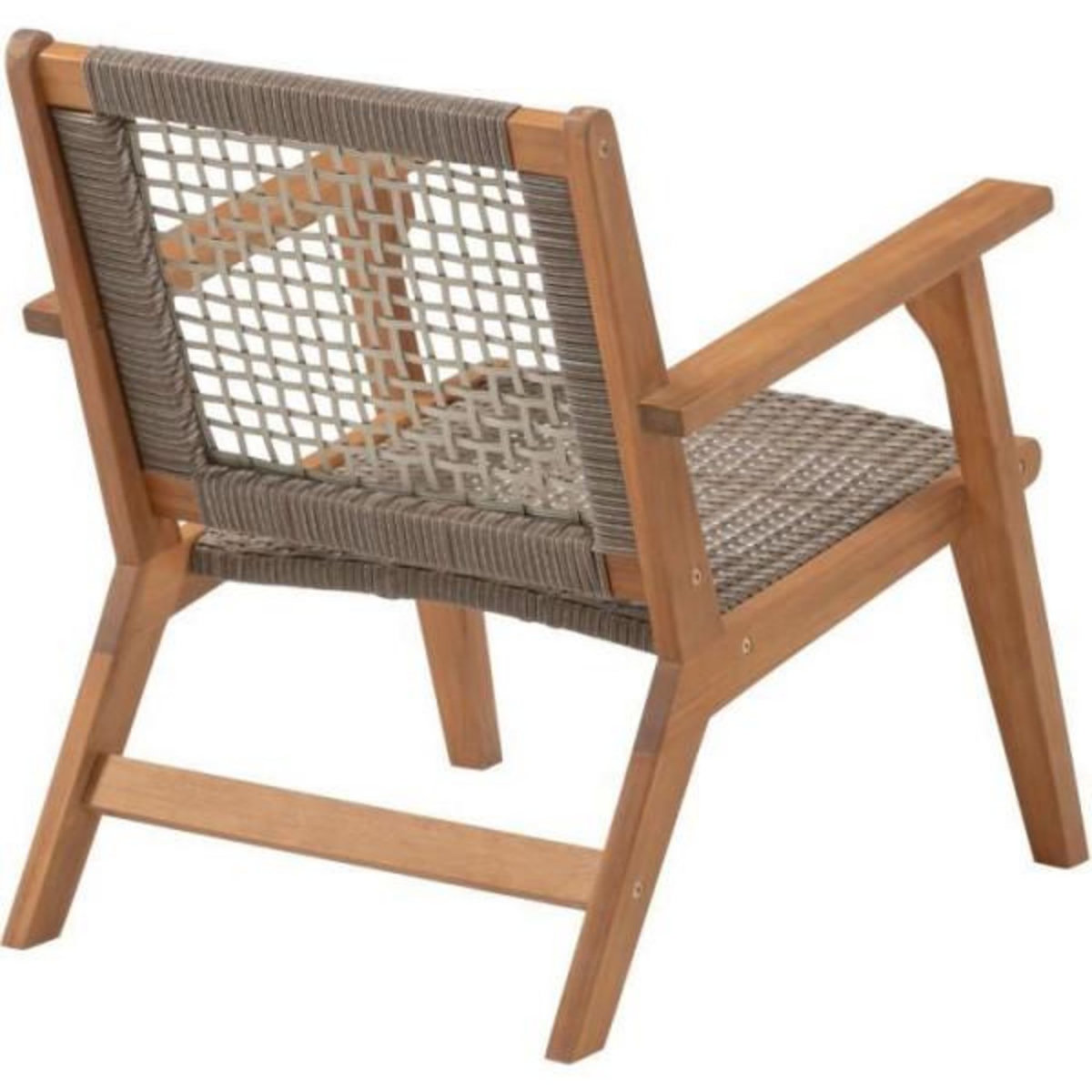 BORA Fauteuil de jardin bas en bois d'Acacia FSC et en résine tressée - BORA - l60xP76xH73 cm