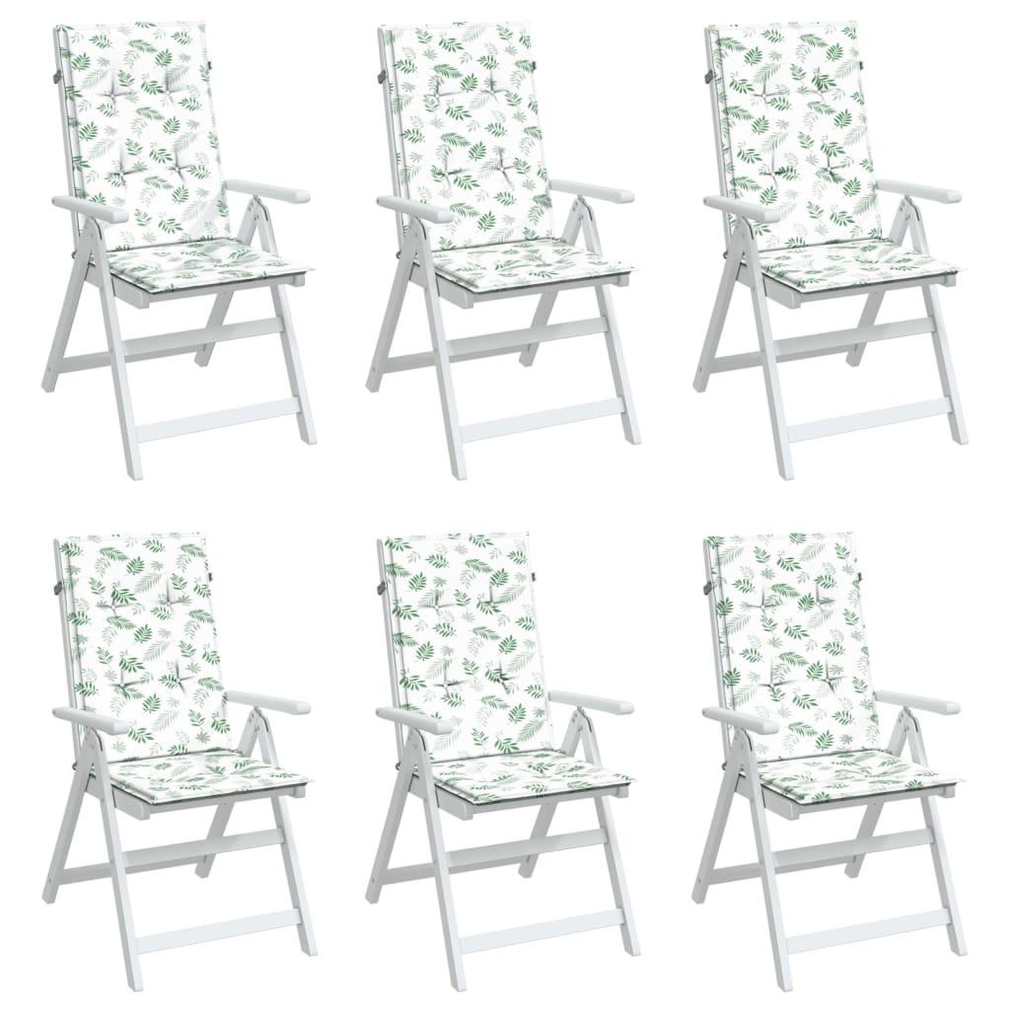 Voir la diapositive 4 : VIDAXL Coussins de chaise a dossier haut lot de 6 modele de feuille