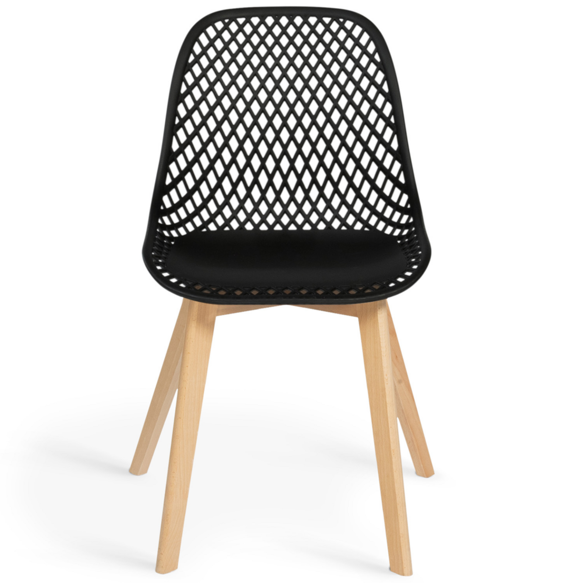 ID MARKET Lot de 4 chaises MANDY mix color noir, terracotta x2 et beige