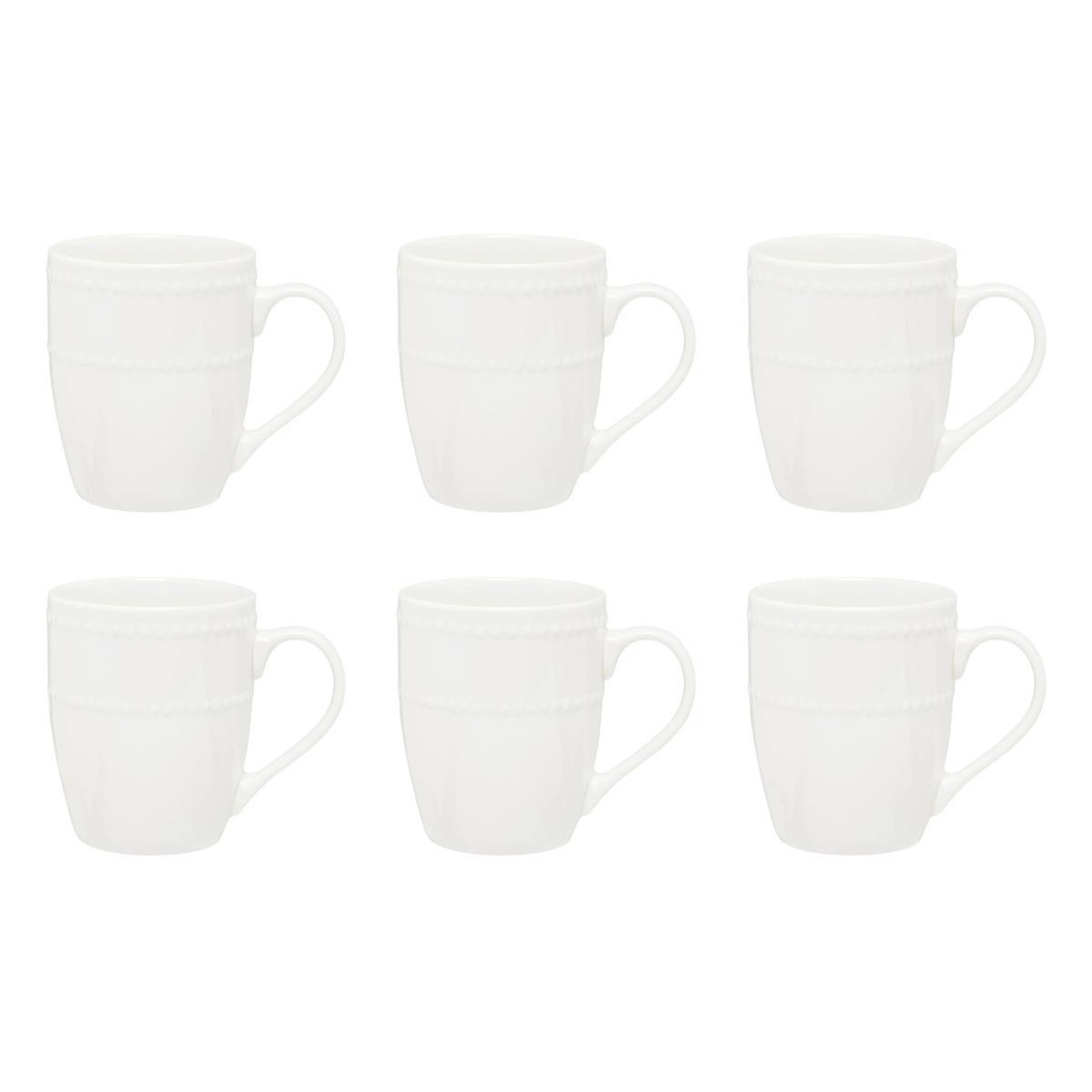 SECRET DE GOURMET Lot de 6 mugs en porcelaine  perle  35cl blanc