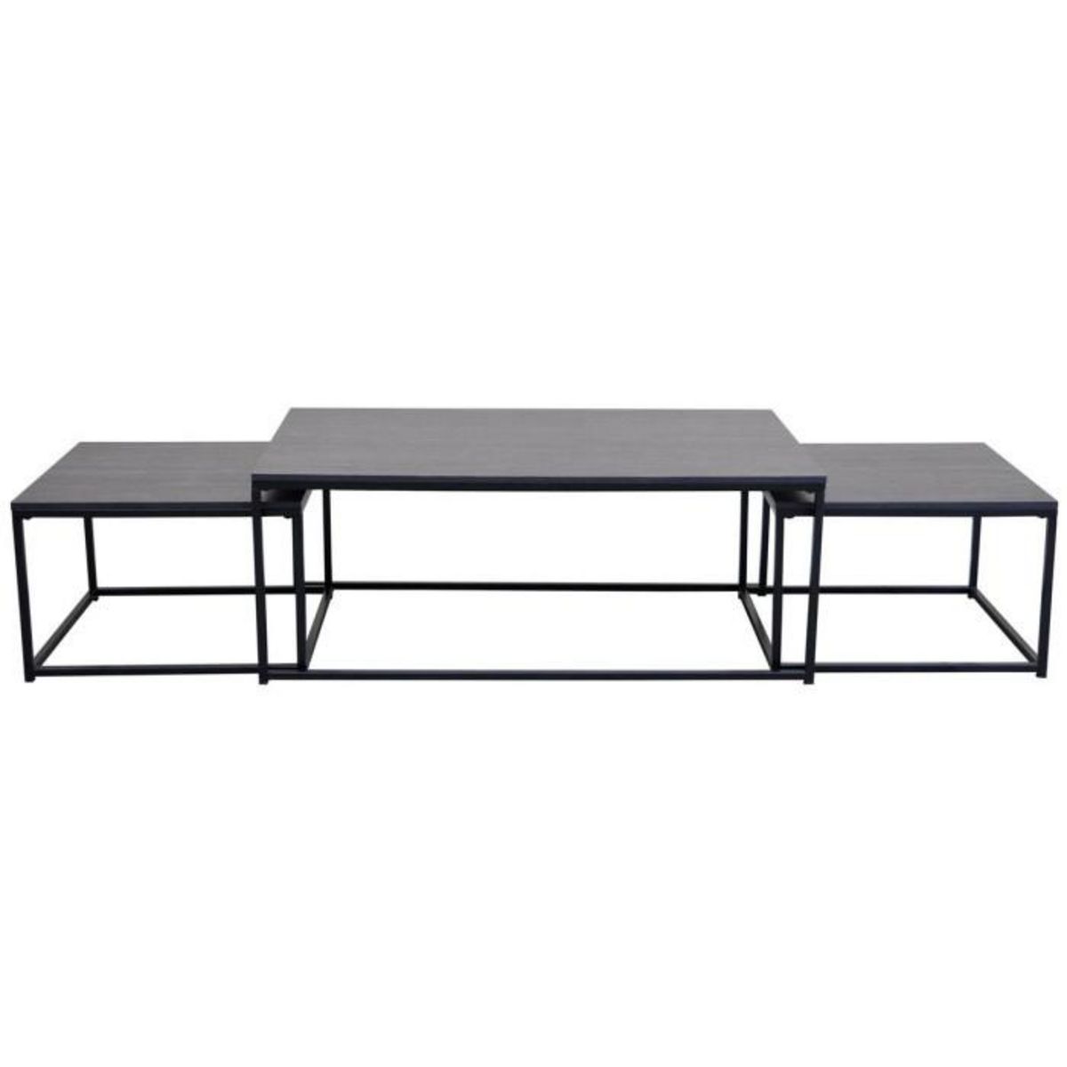 Paris Prix Lot de 3 Tables Basses Gigognes  Féline  120cm Gris Anthracite