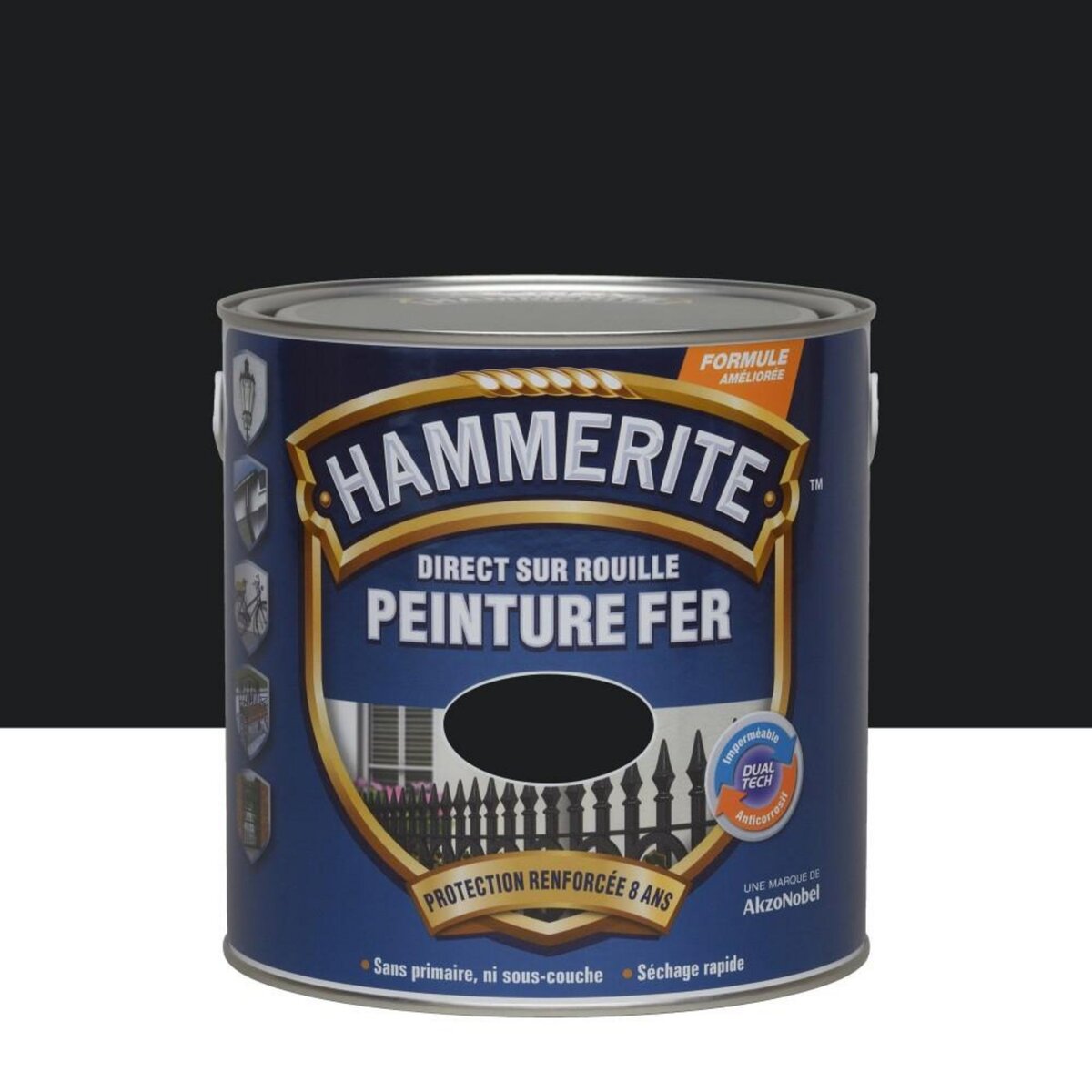 CENTRALE BRICO Peinture fer extérieur Direct sur rouille HAMMERITE noir brillant 2.5 l